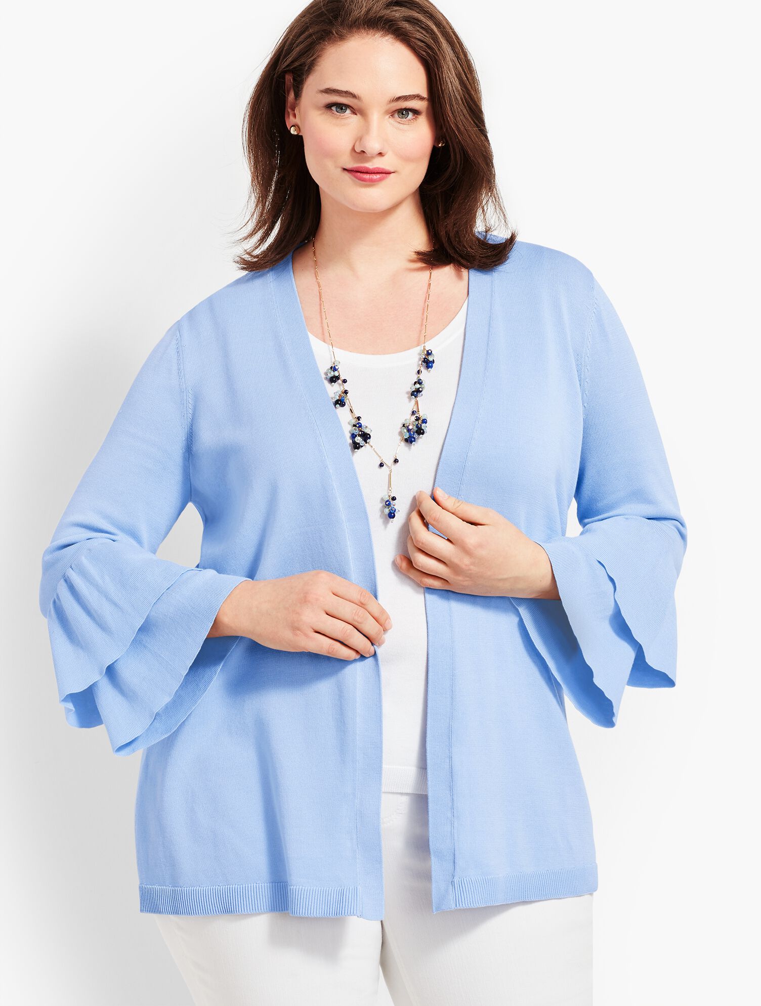 Woman Exclusive Flounce-Sleeve Open Cardigan