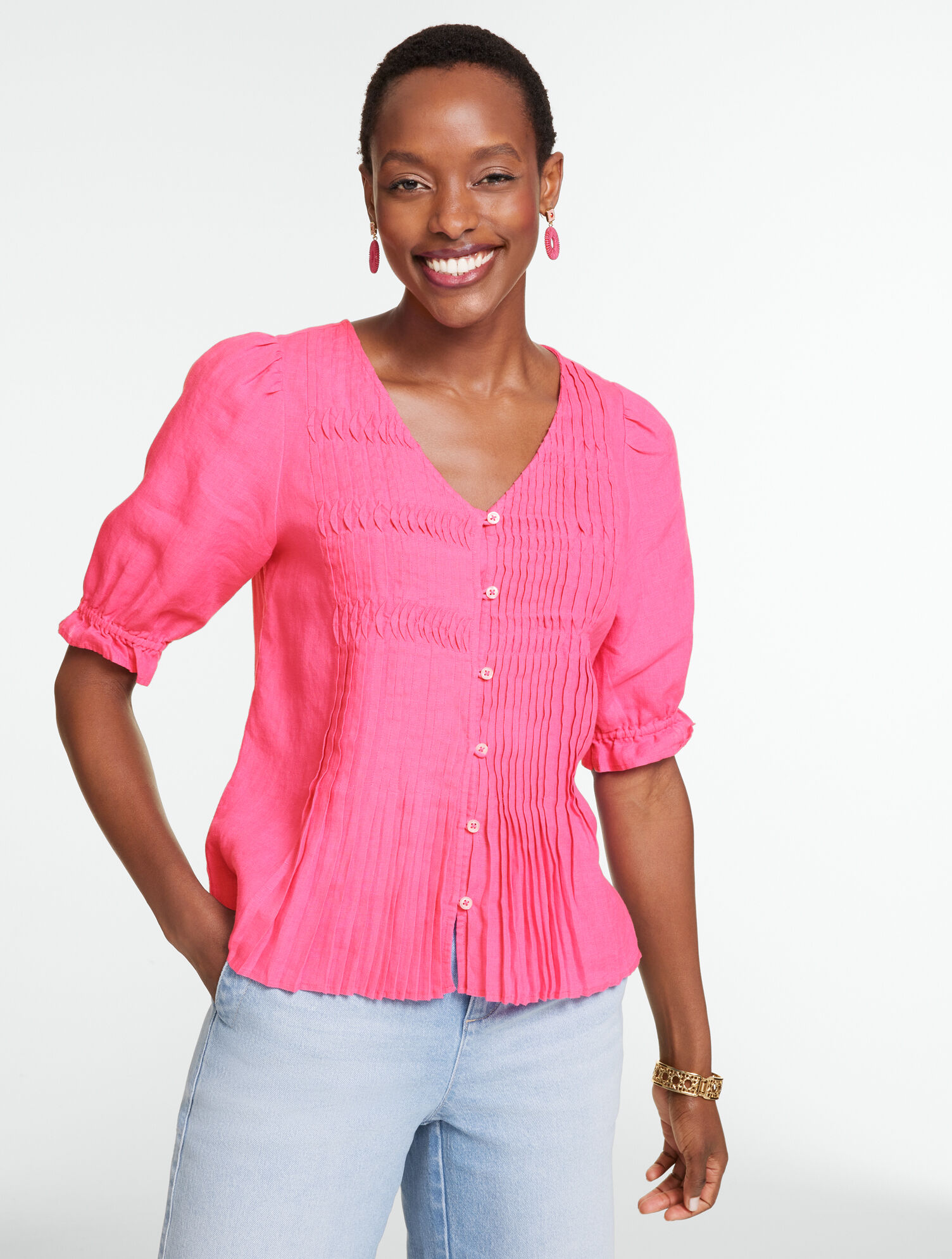 Pleated Linen Top