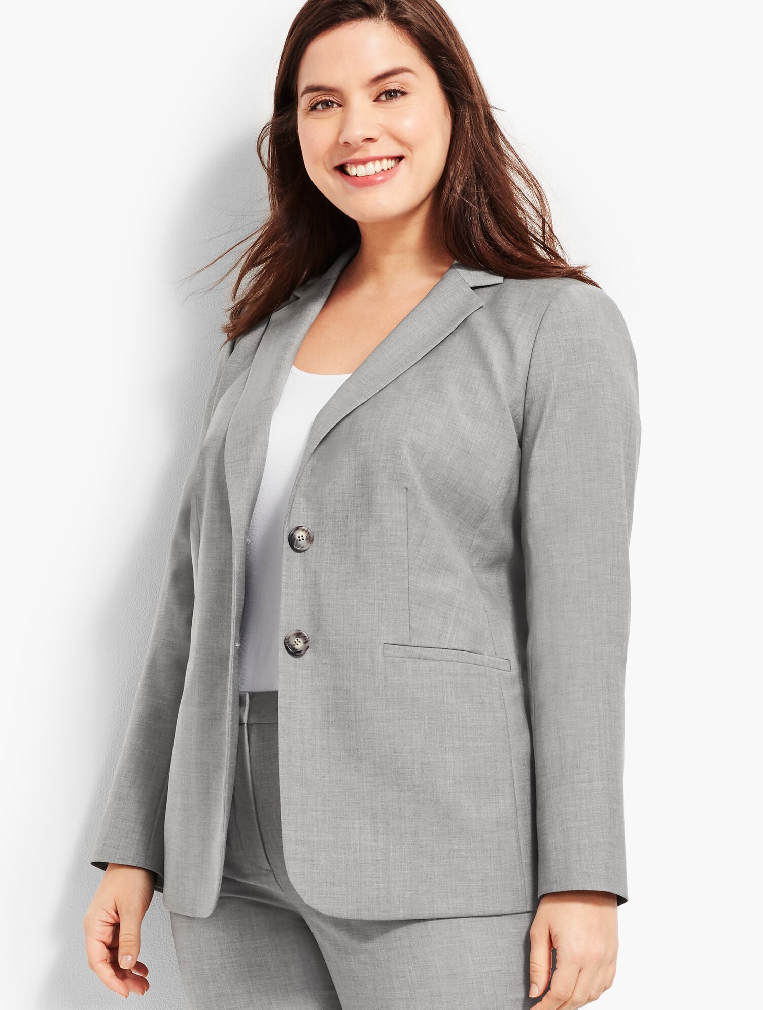 Seasonless Wool Long Double-Button Blazer