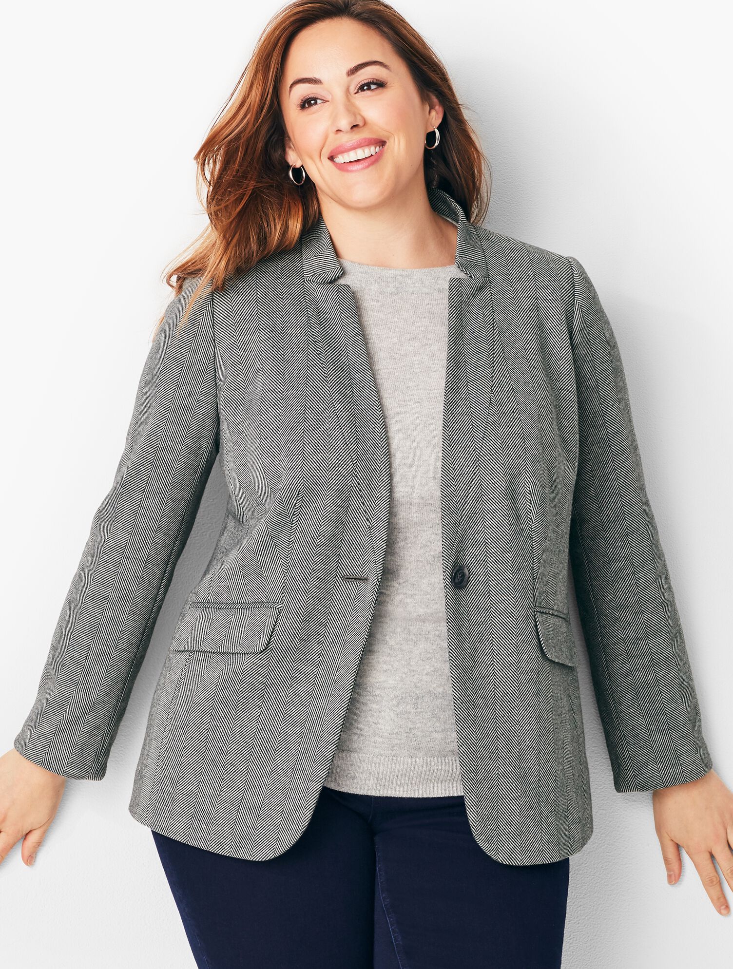 Refined Knit Blazer - Herringbone