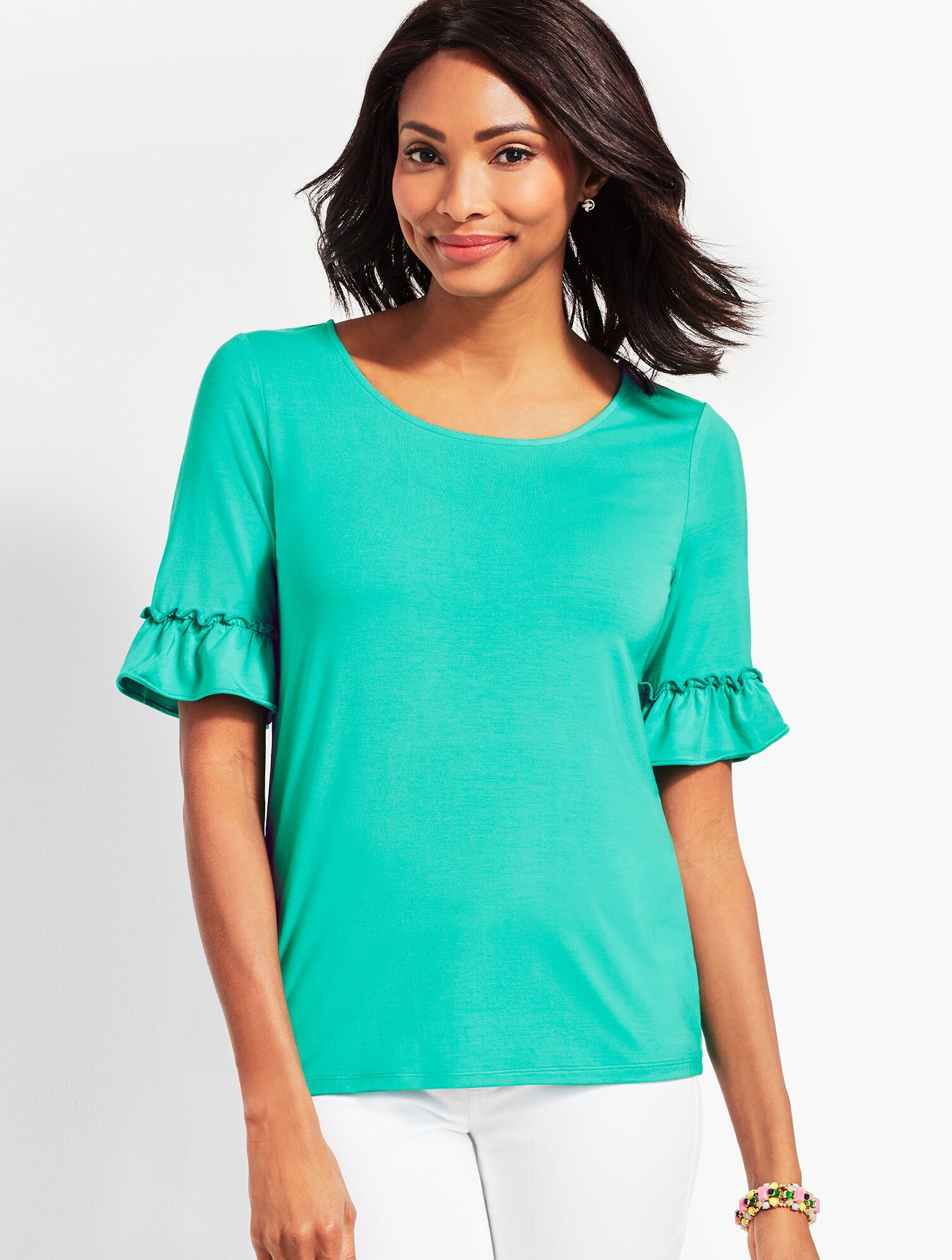 Flounce-Sleeve Top
