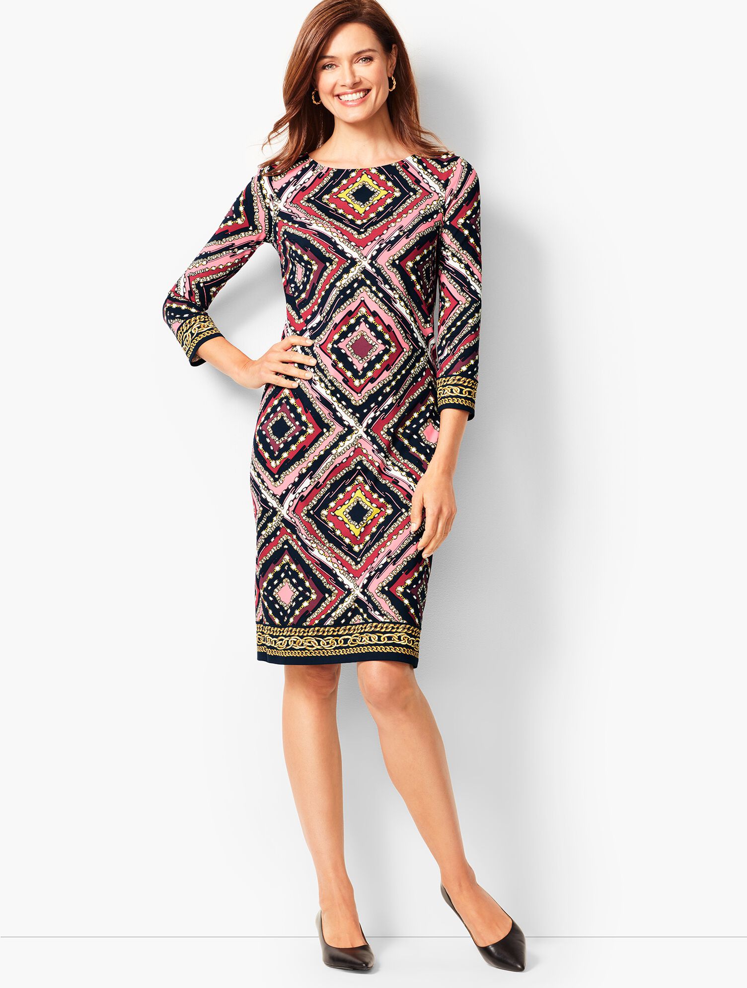 Knit Jersey Shift Dress - Medallions