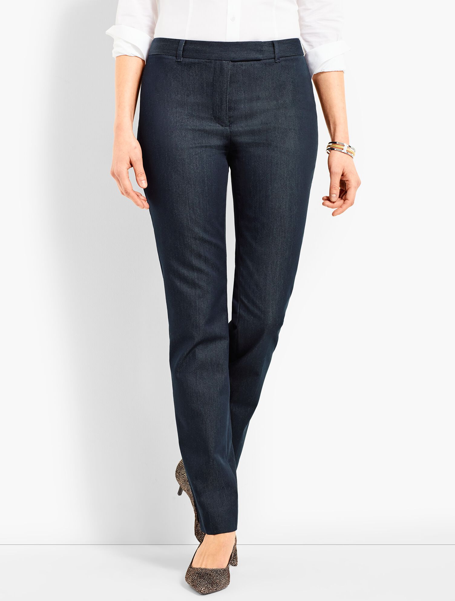 Bi-Stretch High-Waist Straight-Leg Pant - Polished Denim