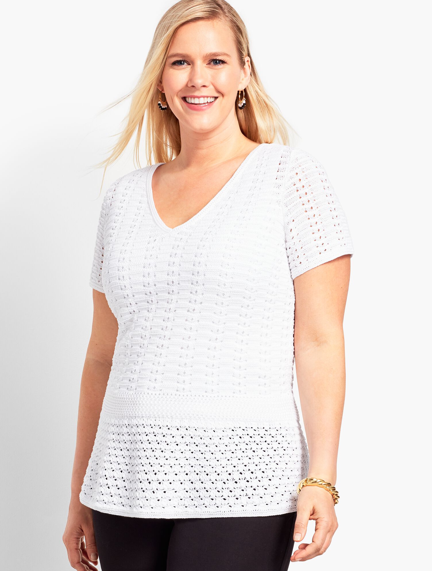 Double-V Crochet Peplum Sweater