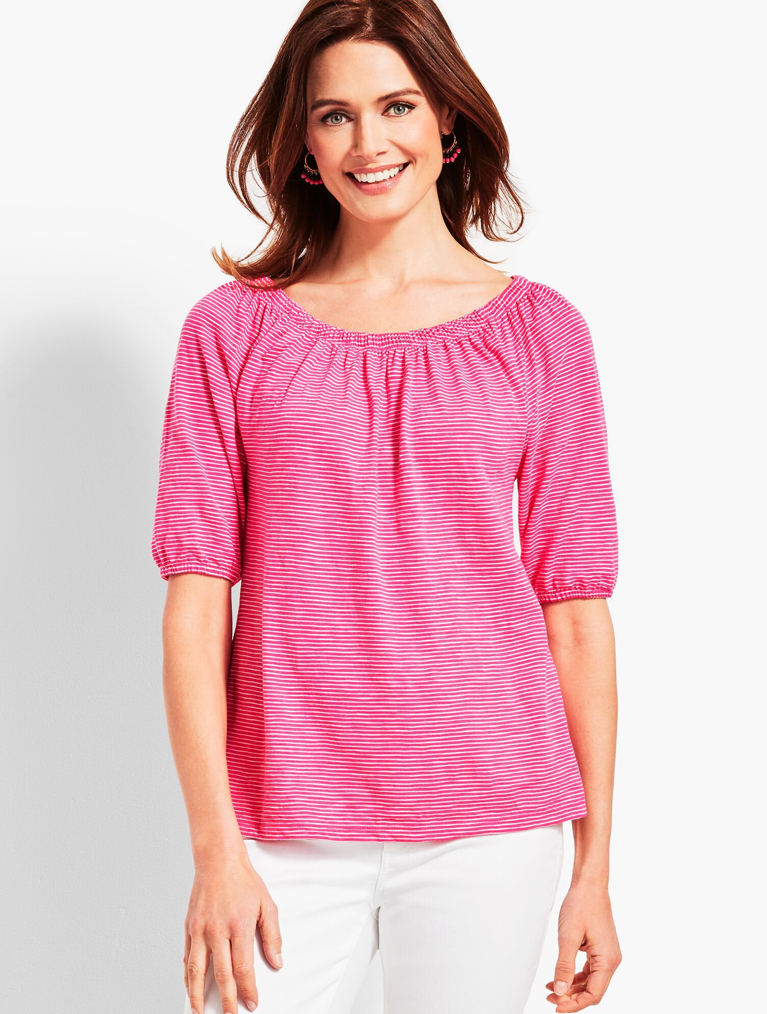 Beach Stripe On-The-Shoulder Top
