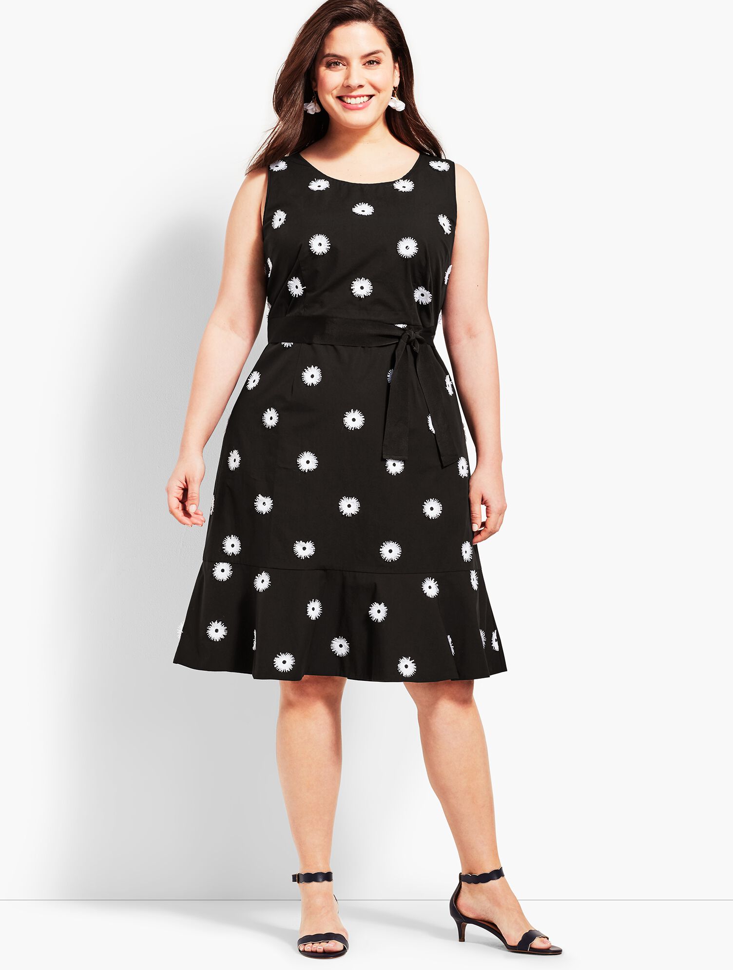 Flower Applique Fit-and-Flare Dress