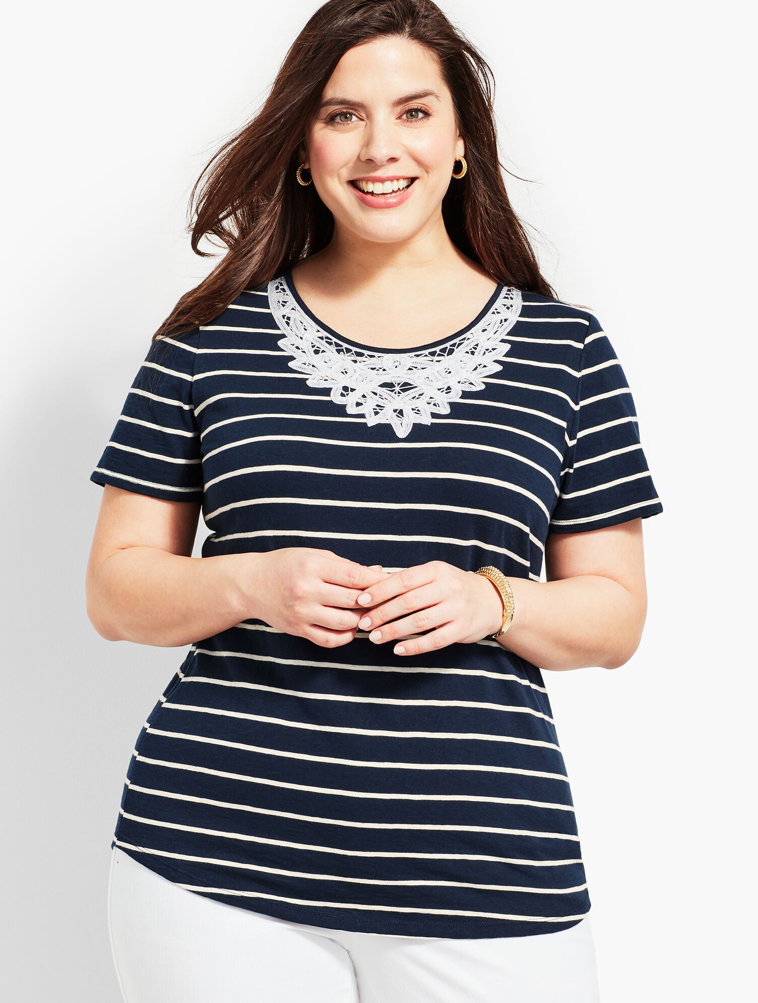Battenburg Lace Tee - Stripe