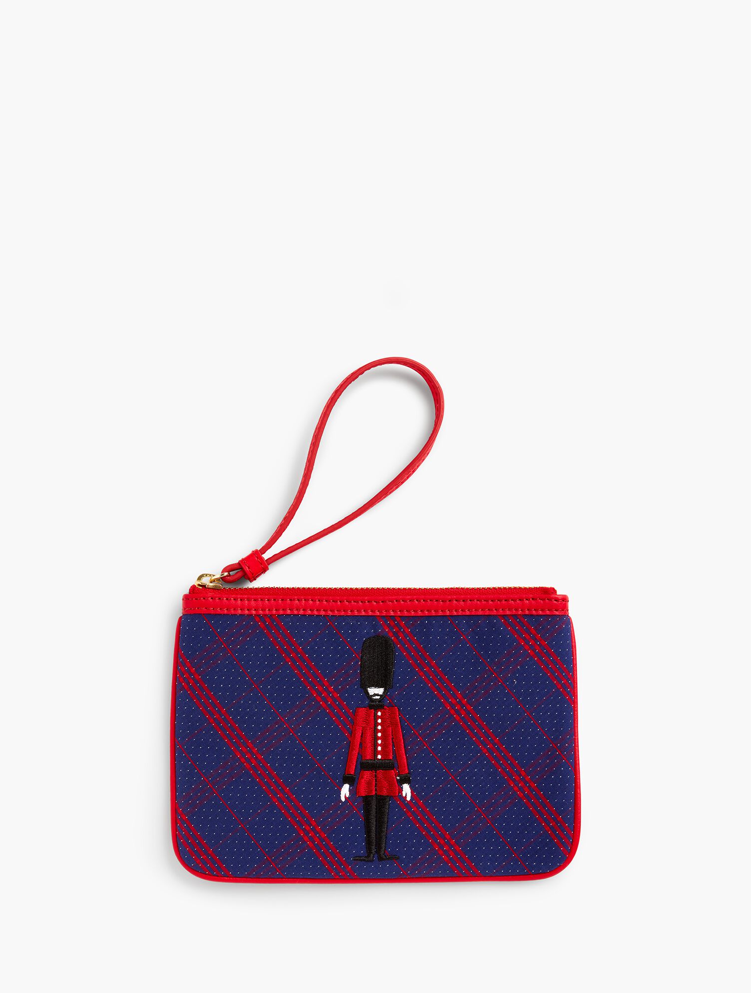 Embroidered Plaid Novelty Wristlet