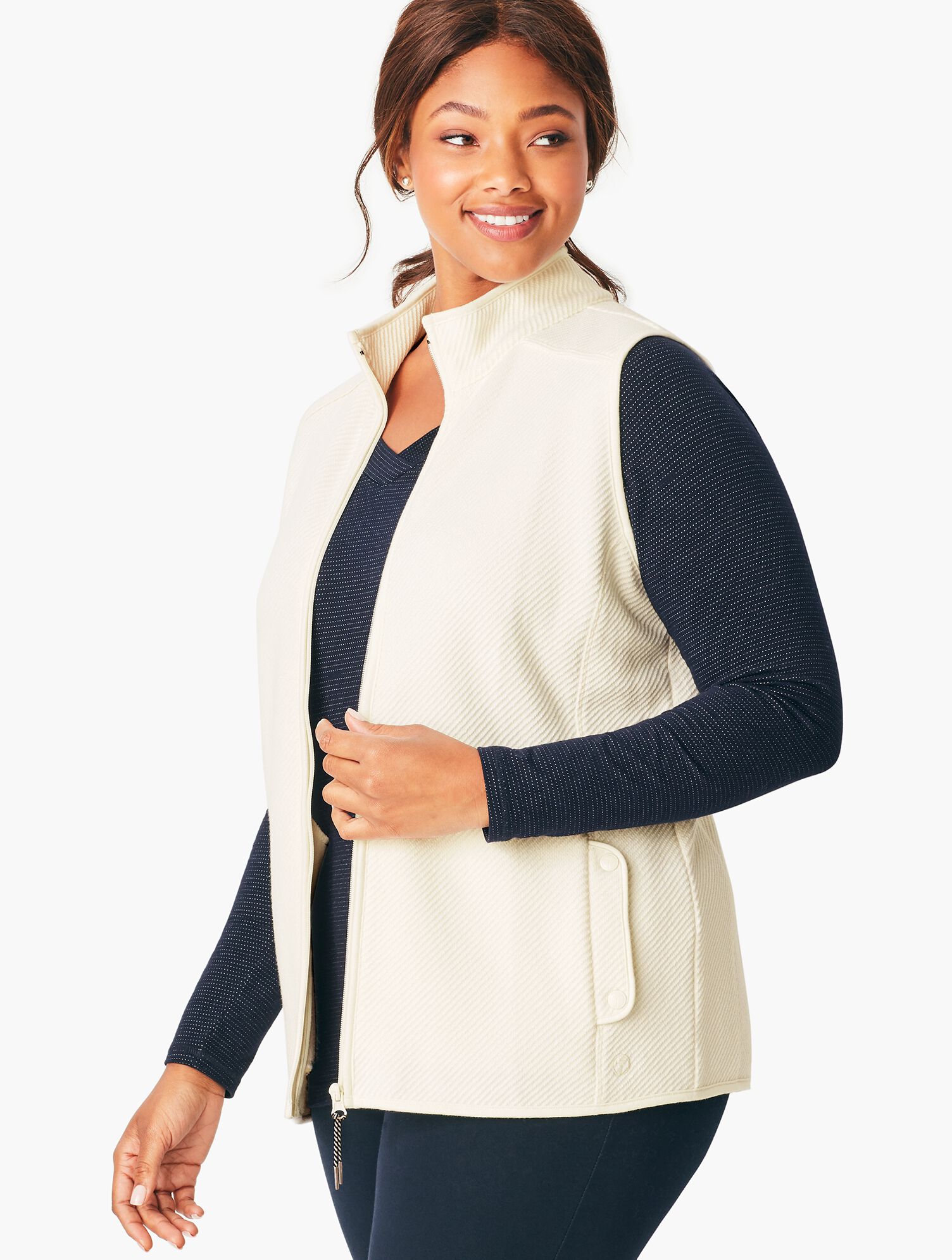 Twill Knit Vest - Ivory