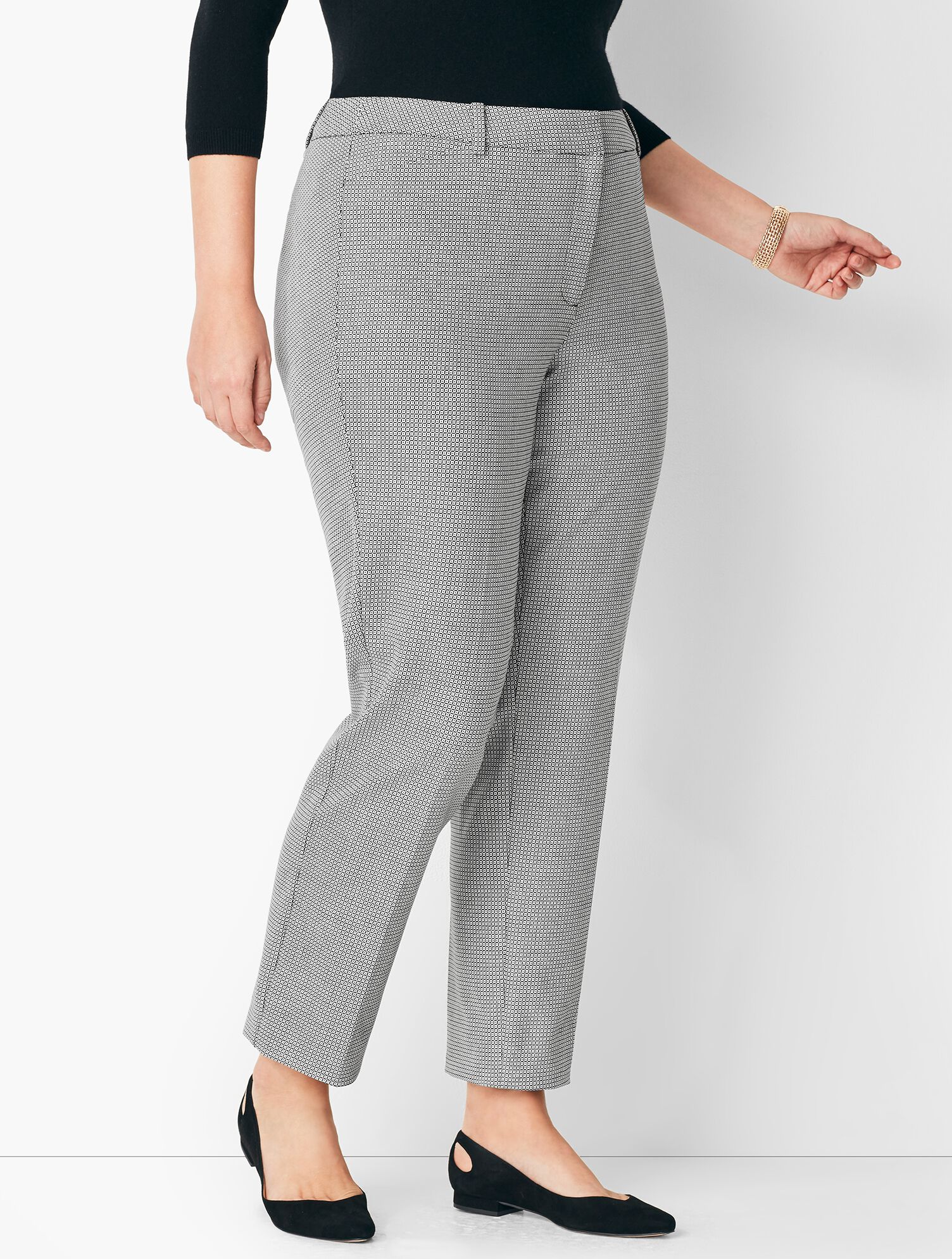 Plus Size High-Waist Tailored Ankle Pants - Dobby