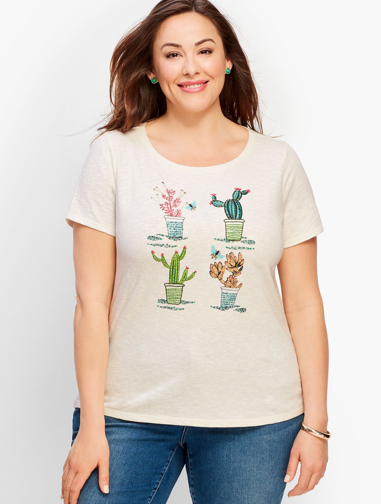 Embellished Flowering Cactus Tee