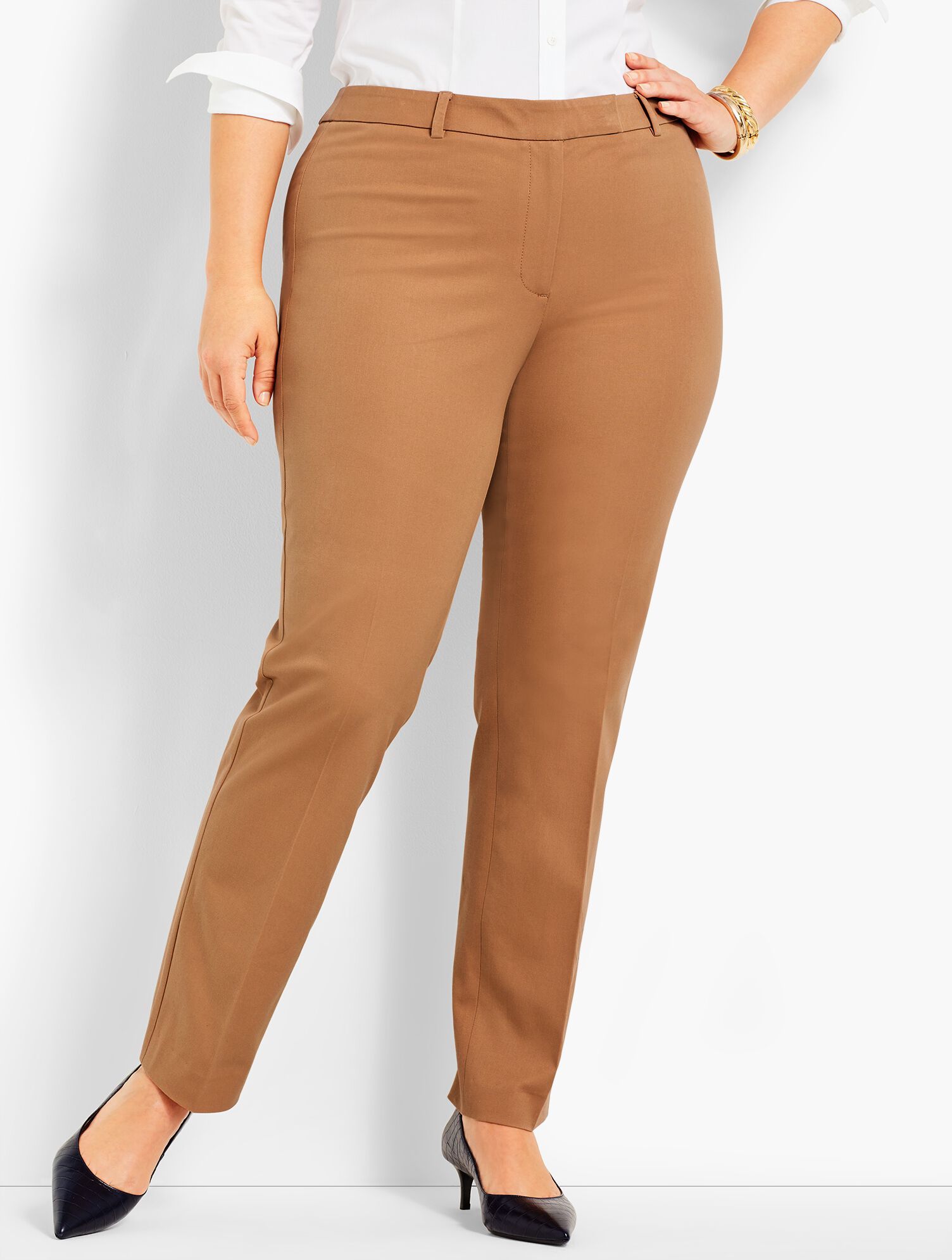 Bi-Stretch High-Waist Straight-Leg Pant