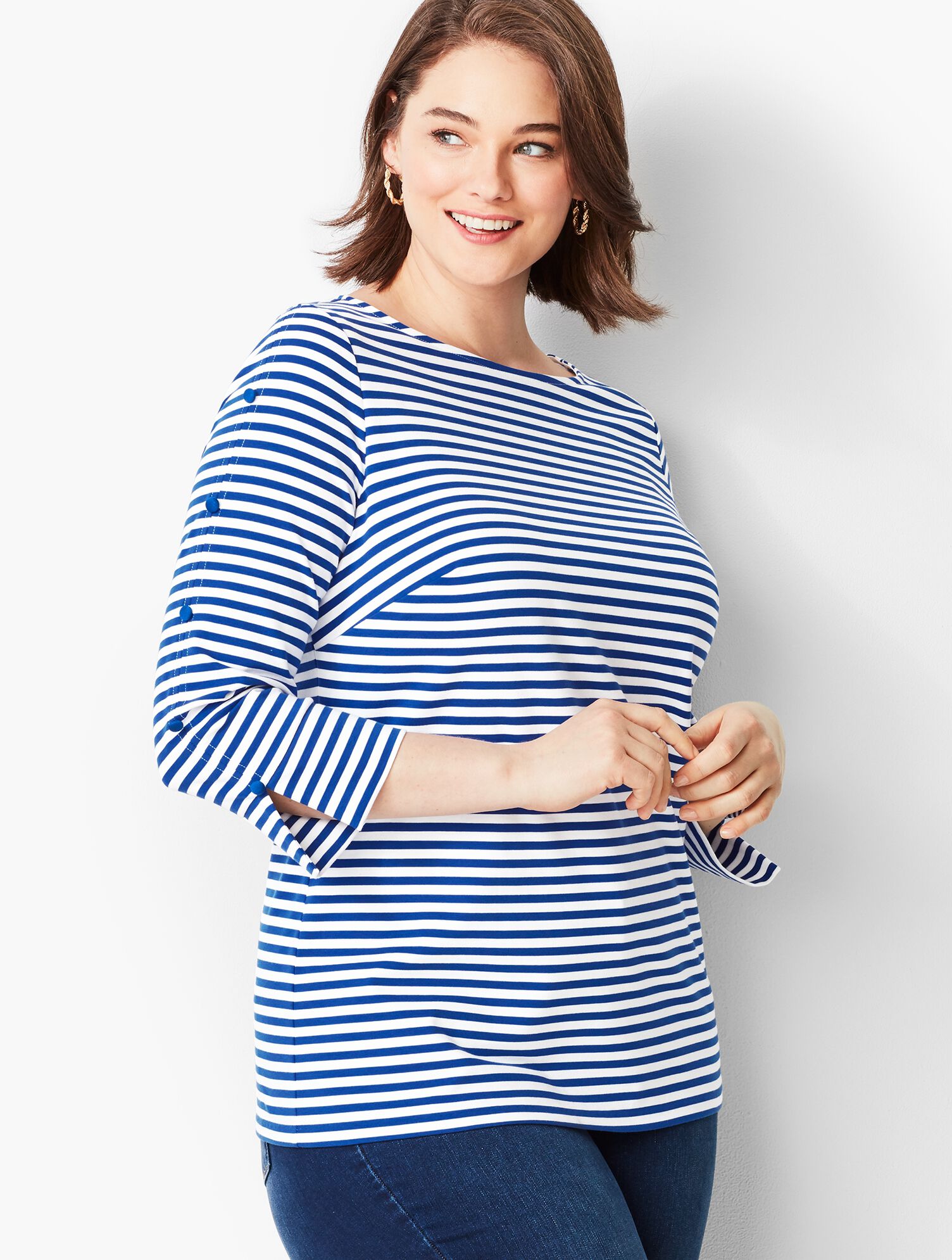 Slit-Sleeve Tee - Stripe