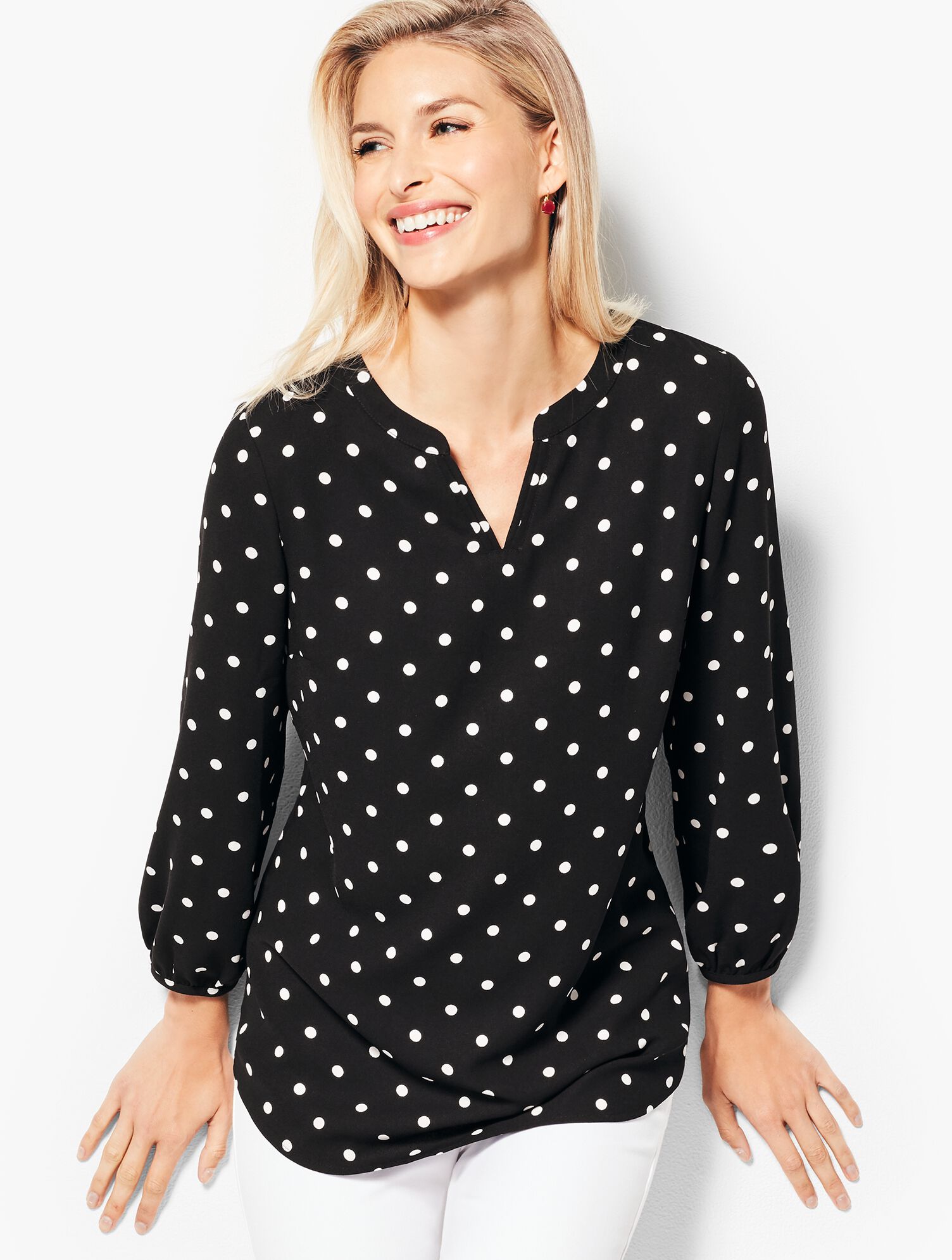 Classic Crepe Tunic Top - Dots