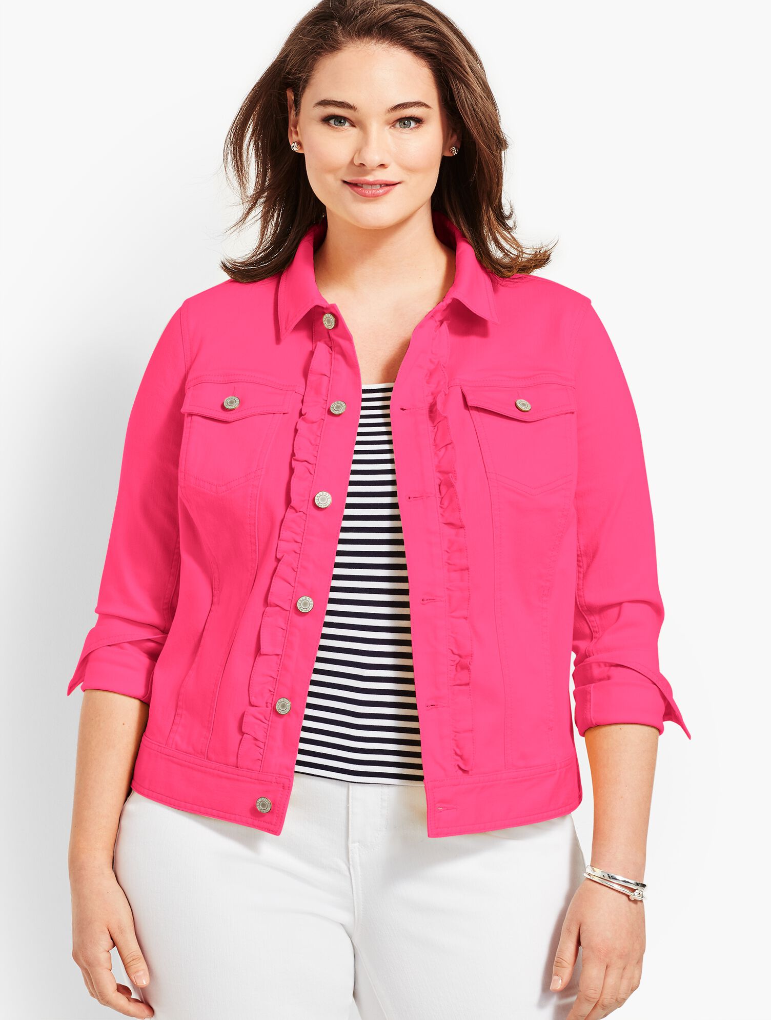 Classic Denim Jacket - Ruffle-Front