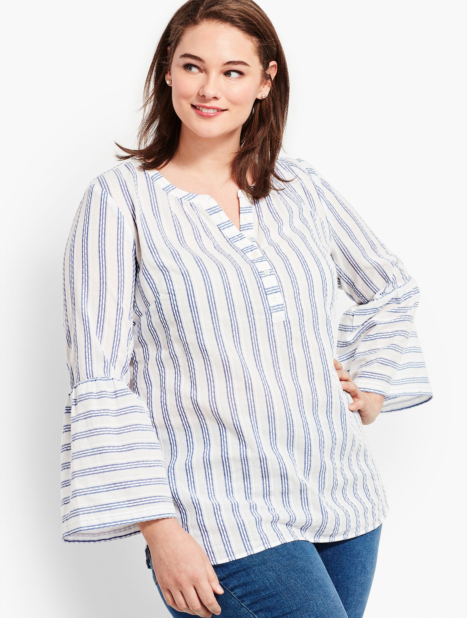 Flounce-Seeve Popover - Stripe