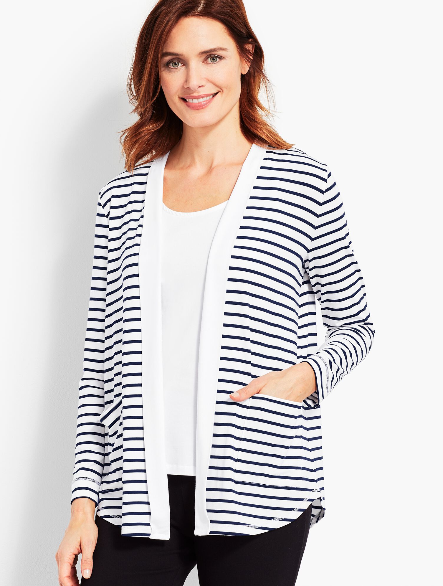 UPF 50+ Regatta Stripe Easy-Drape Cardigan