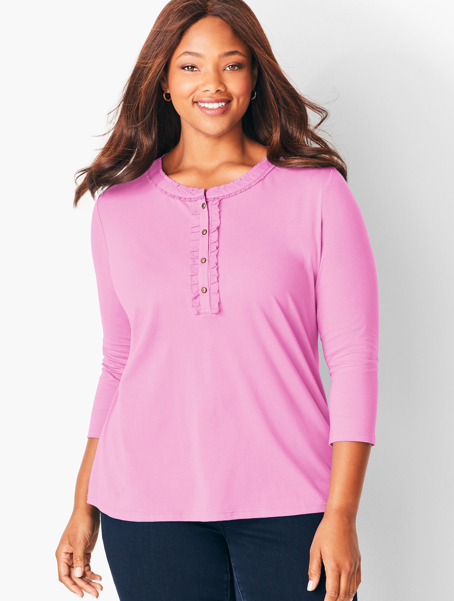 Feminine Henley Tee - Solid