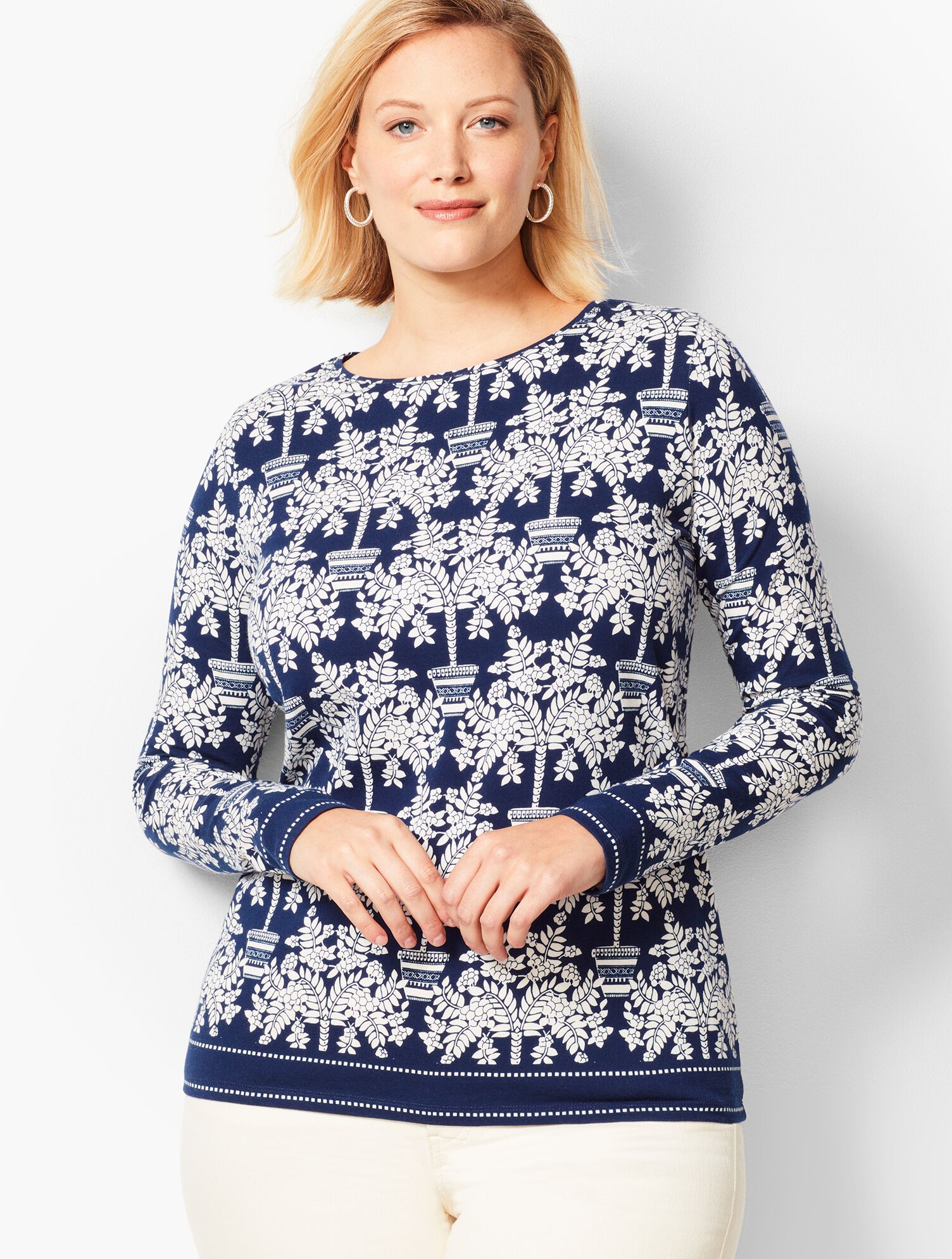 Novelty Long-Sleeve Crewneck - Potted Plants