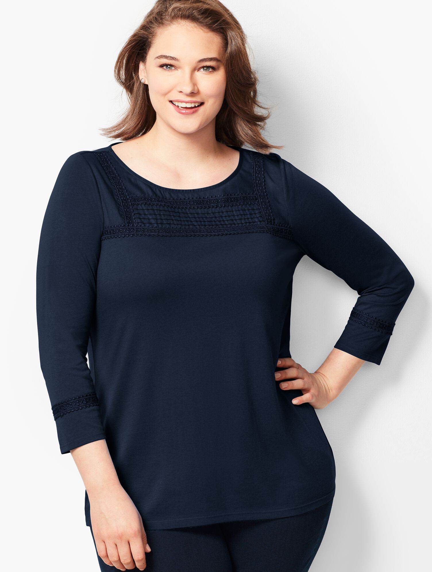 Pintuck Woven-Panel Top