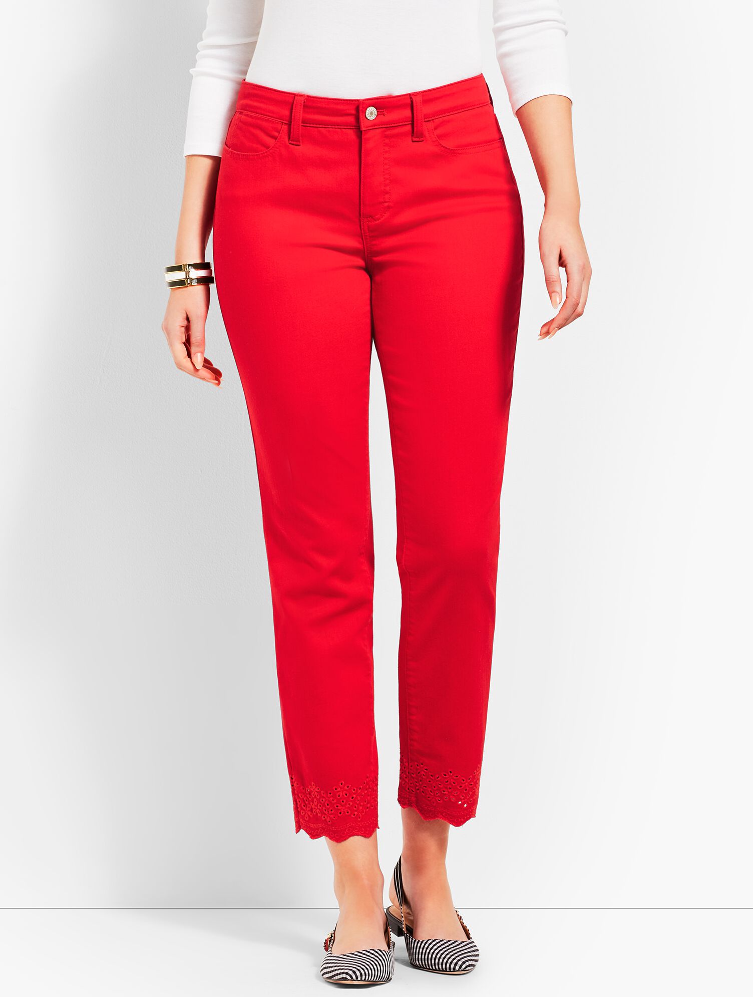 Scallop-Hem Denim Slim Ankle - Curvy Fit