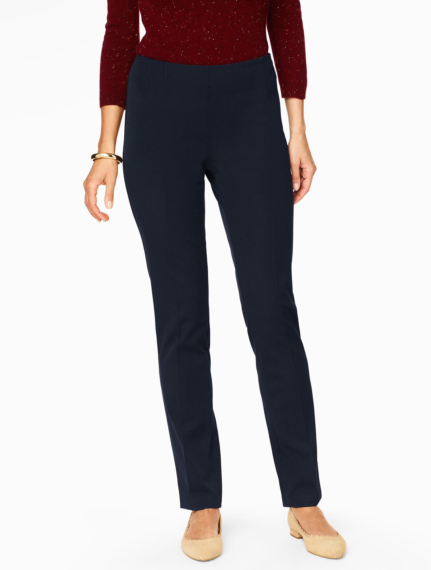 Refined Bi-Stretch Side-Zip Straight Leg Pant - Curvy Fit