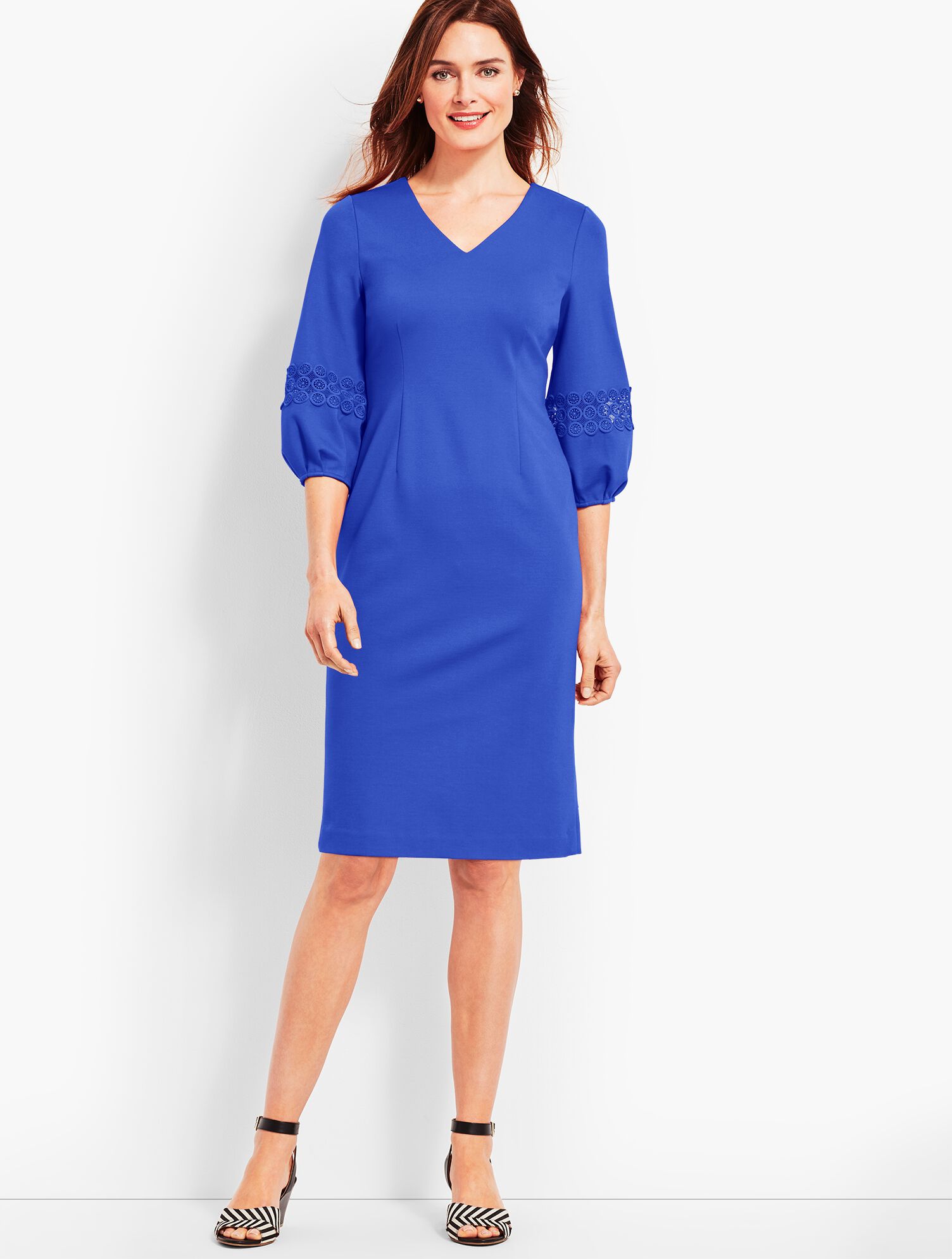 V-Neck Ponte Sheath