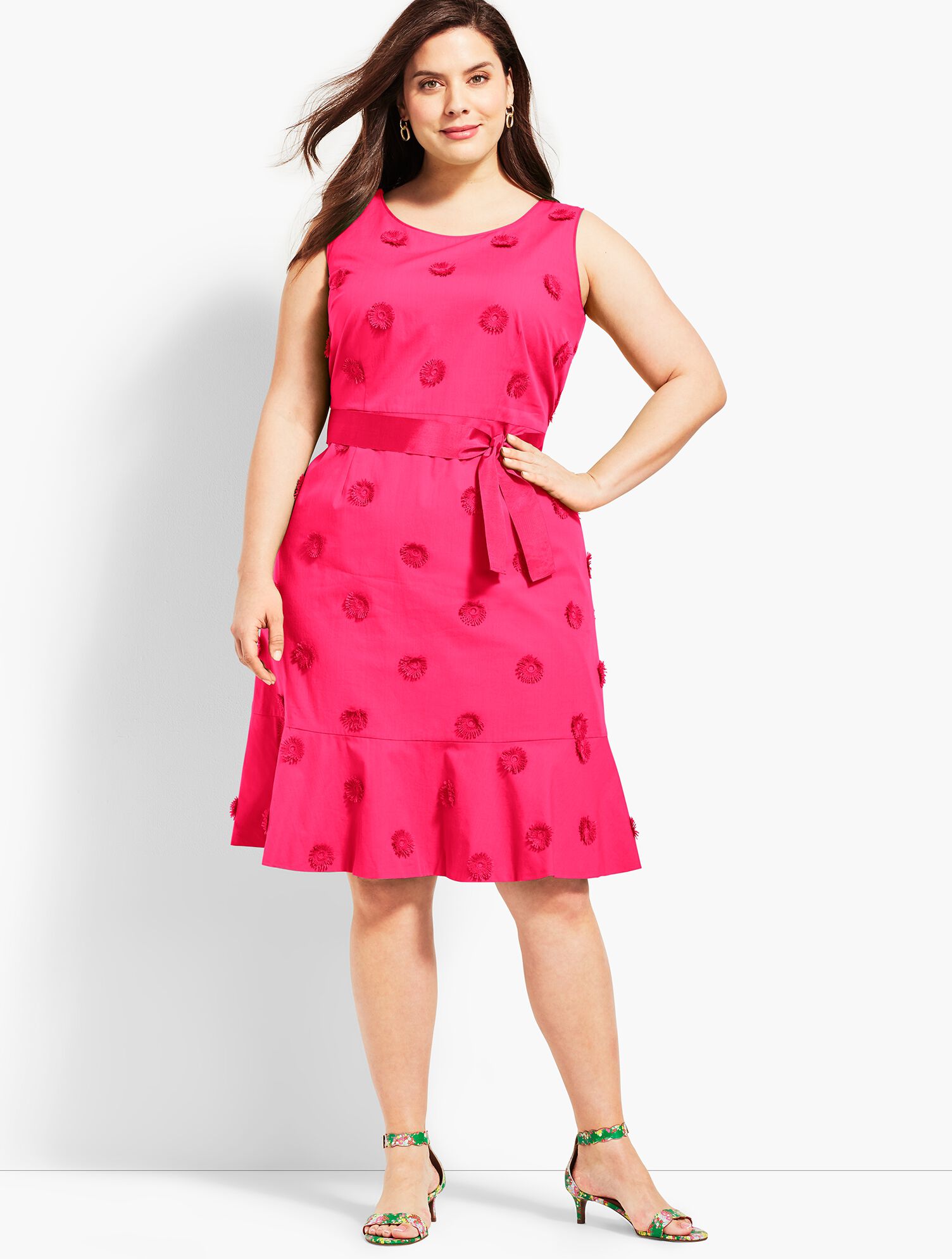 Flower Applique Fit-and-Flare Dress