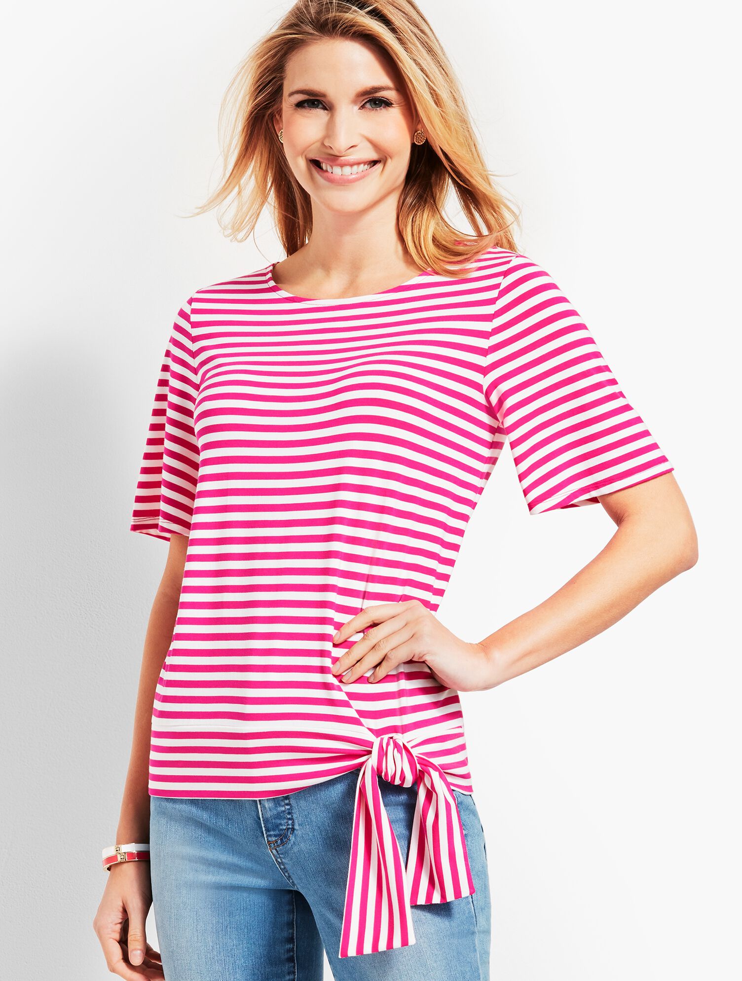 Coconut Stripe Topper With Tie