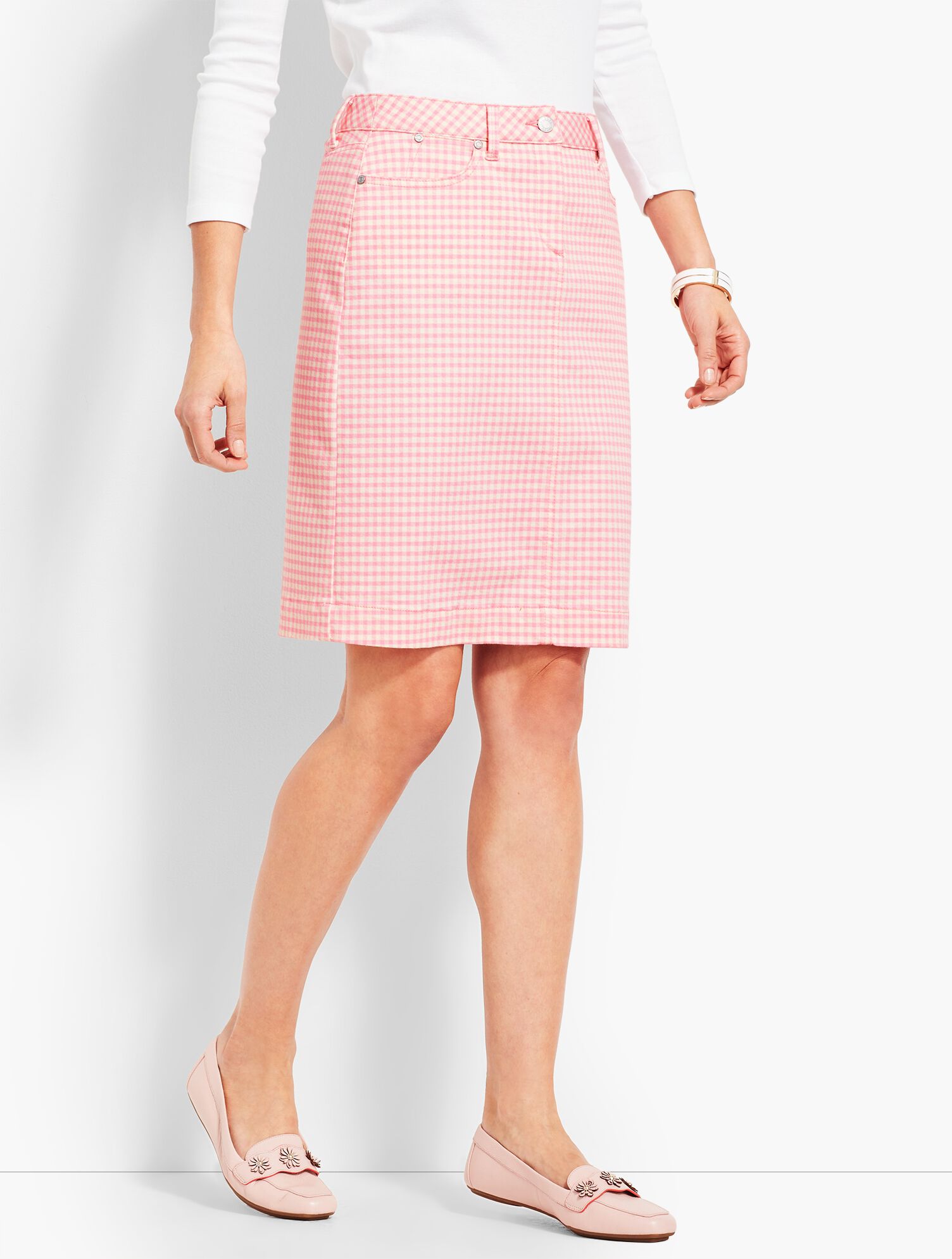 Denim Pencil Skirt - Gingham