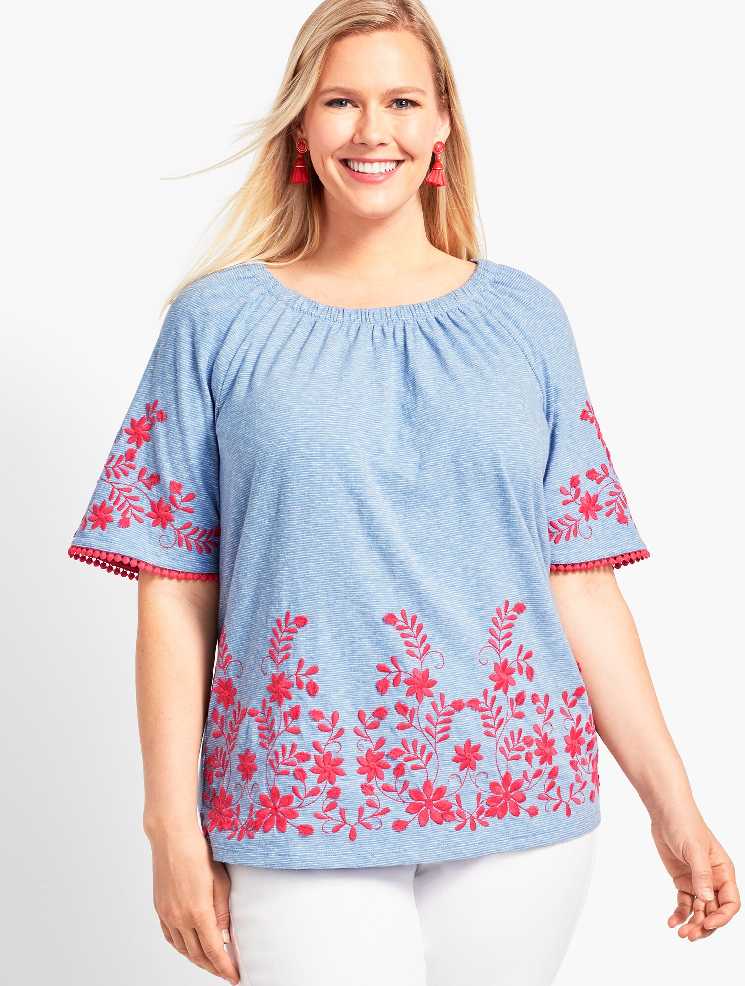 Embroidered Zala Stripes Top