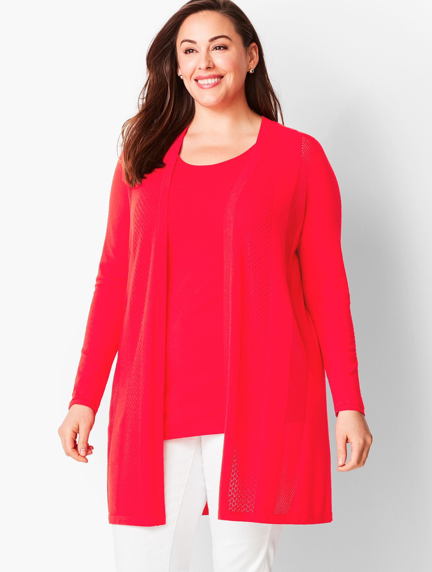 Long Pointelle No-Close Cardigan