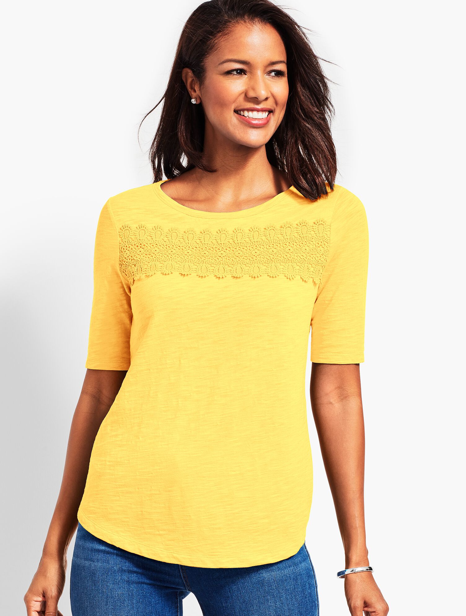 Charleston Lace Boatneck Tee