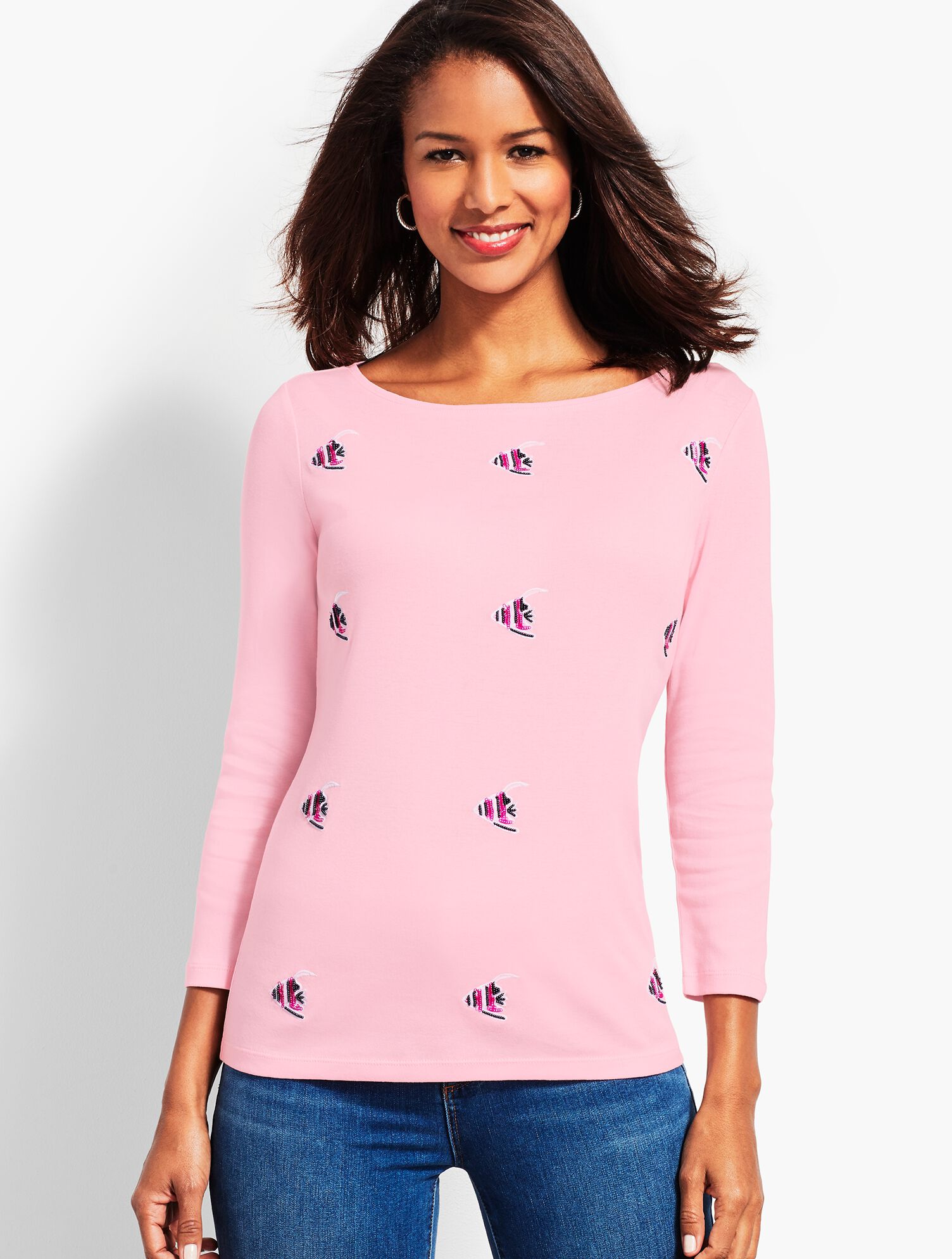 Embellished Fish Pima Tee