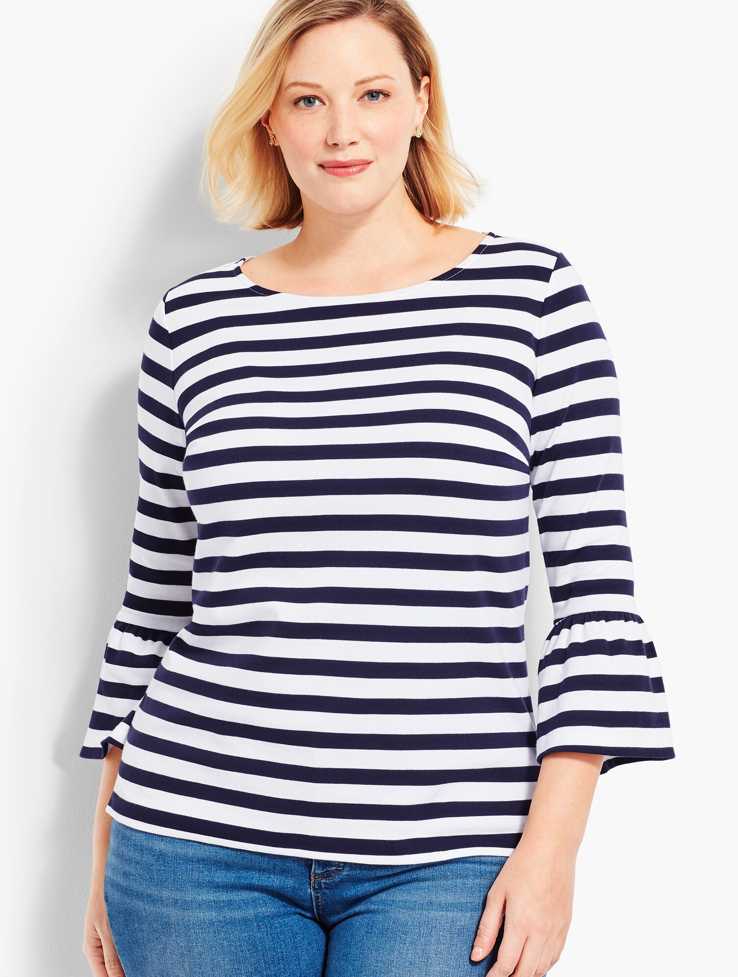 Flare-Sleeve Top-Stripe
