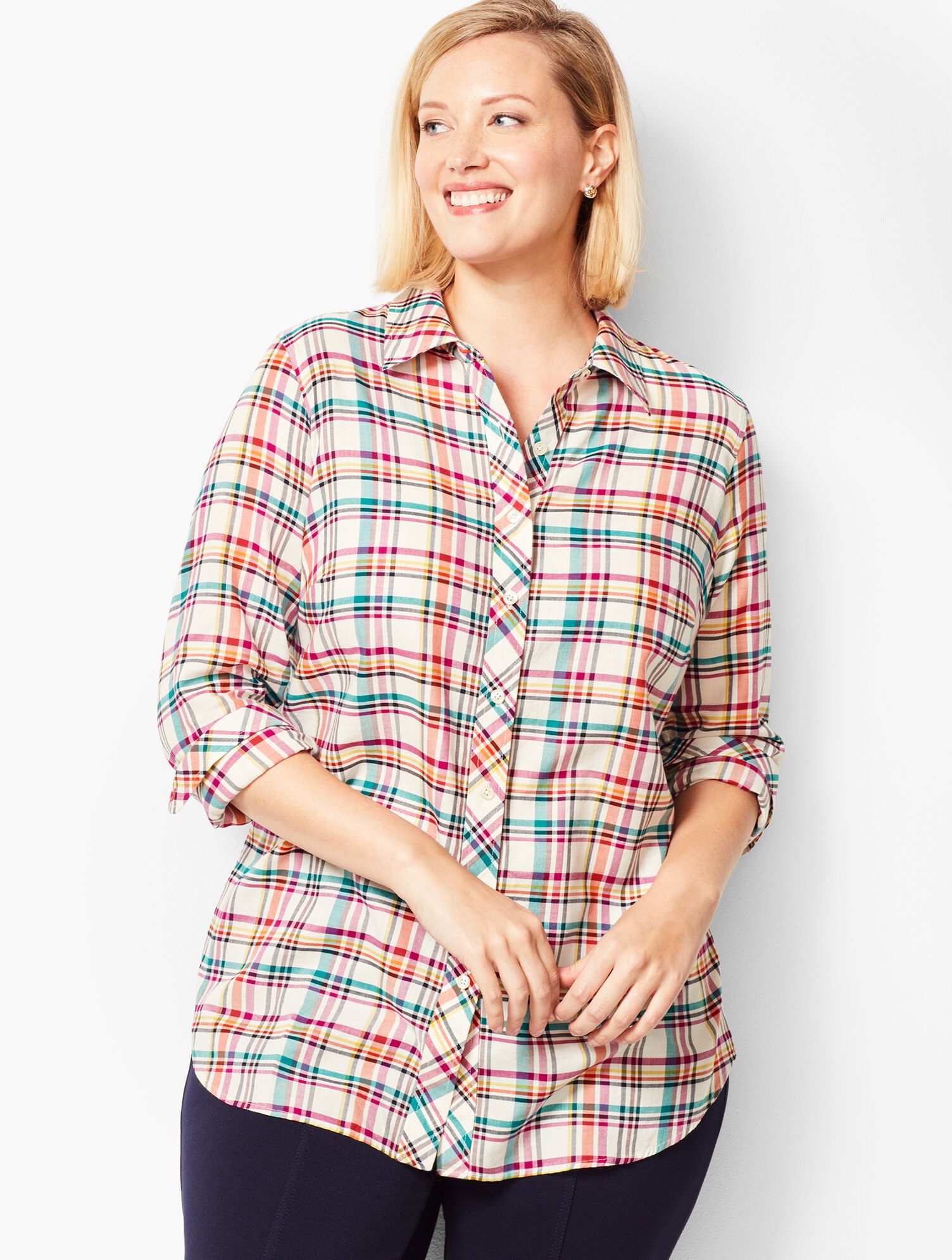 Poppy Plaid Classic Cotton Shirt