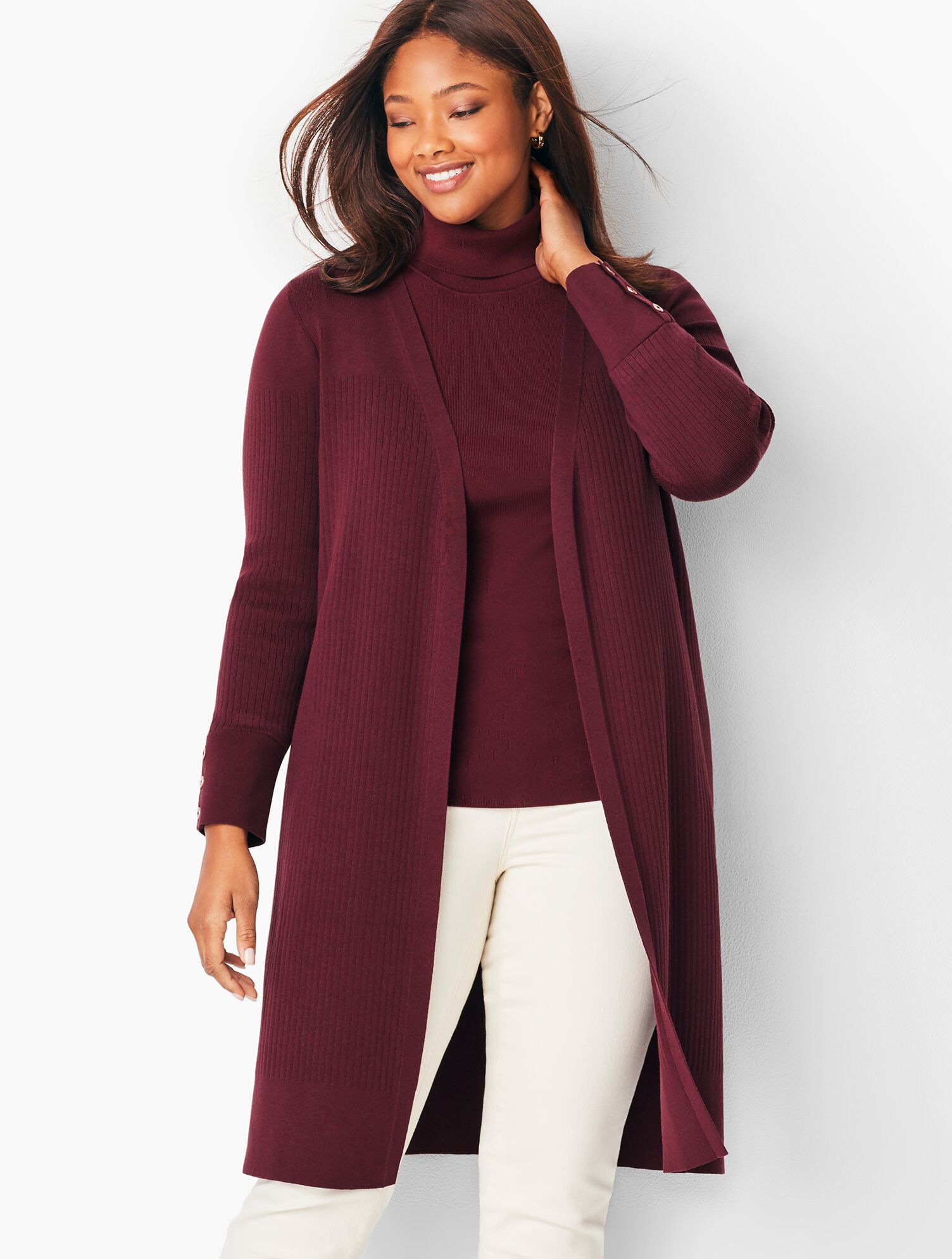 Long Open-Front Cardigan