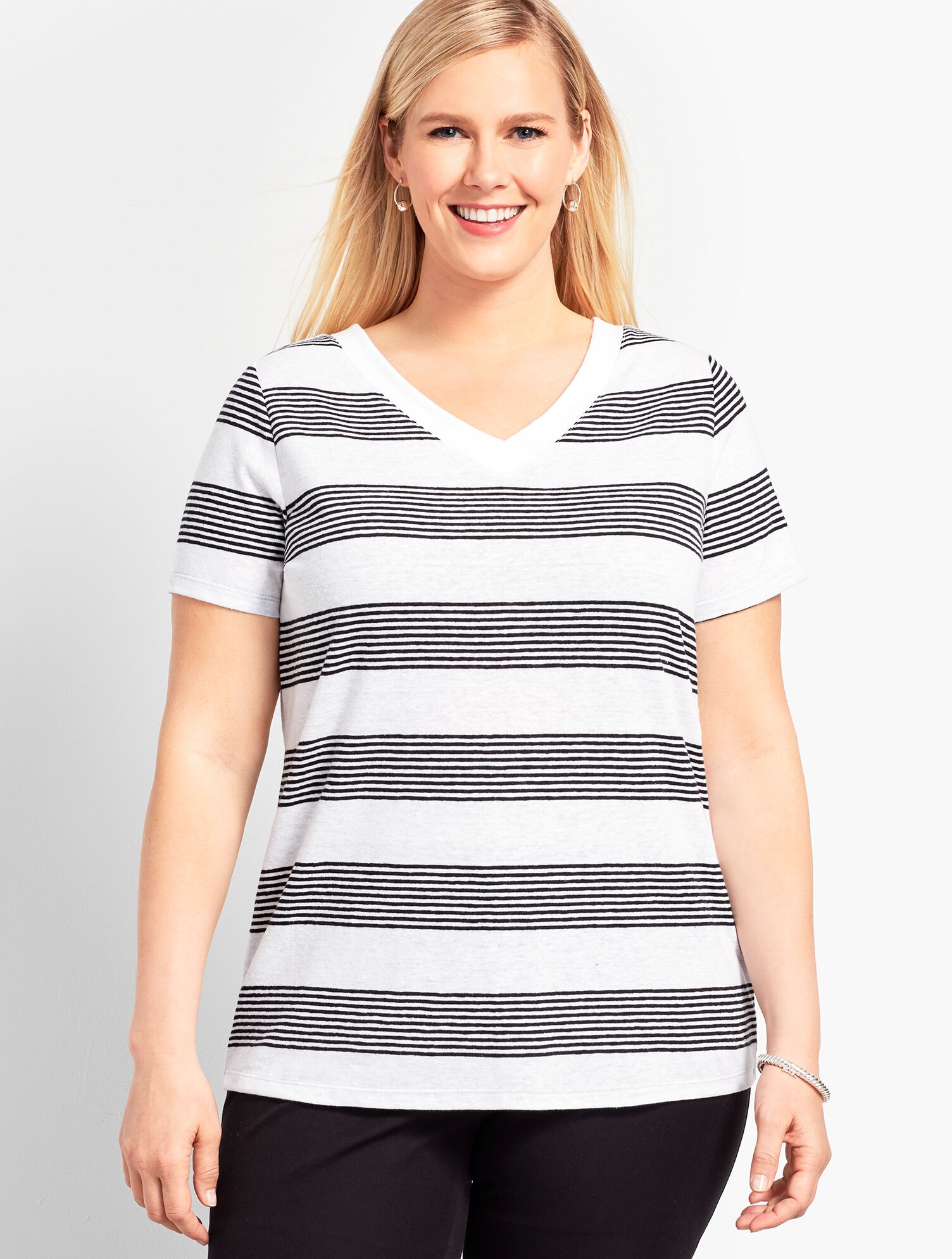 Jungle Stripe Double-V-Neck Top