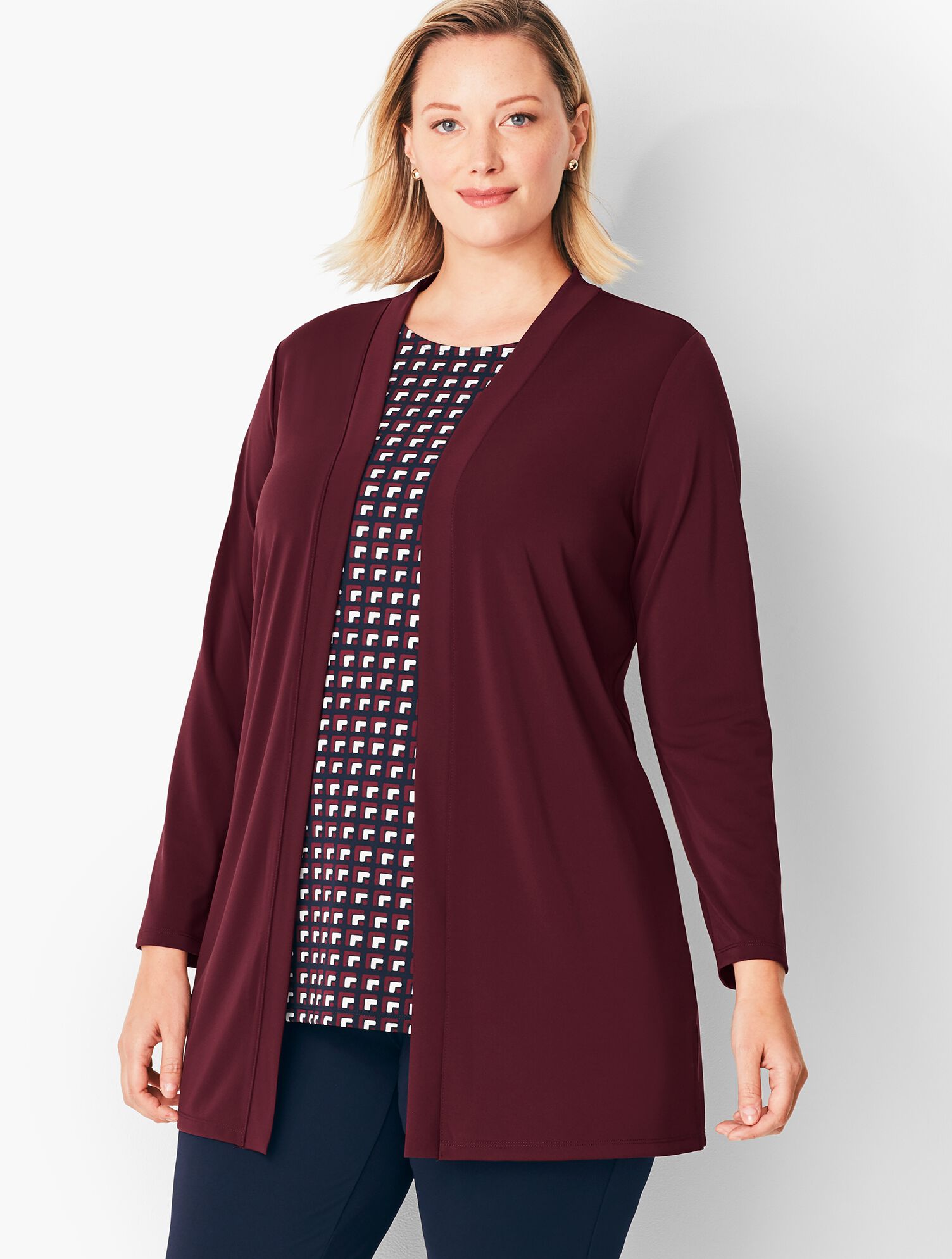 Plus Size Knit Jersey Open Cardigan