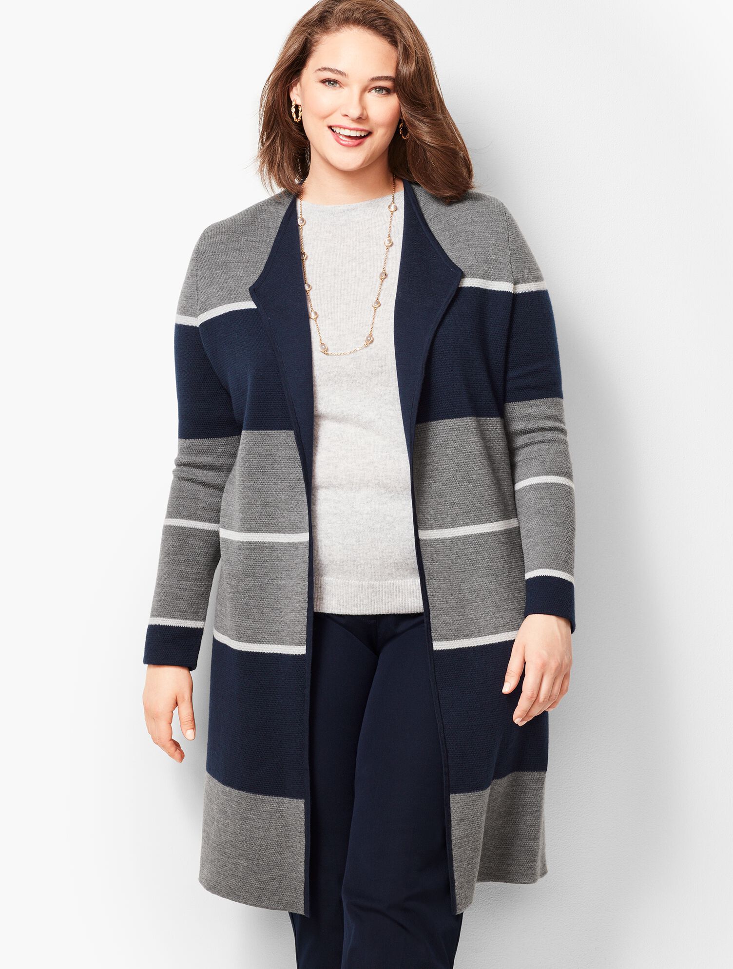 Stripe Merino Double-Face Duster