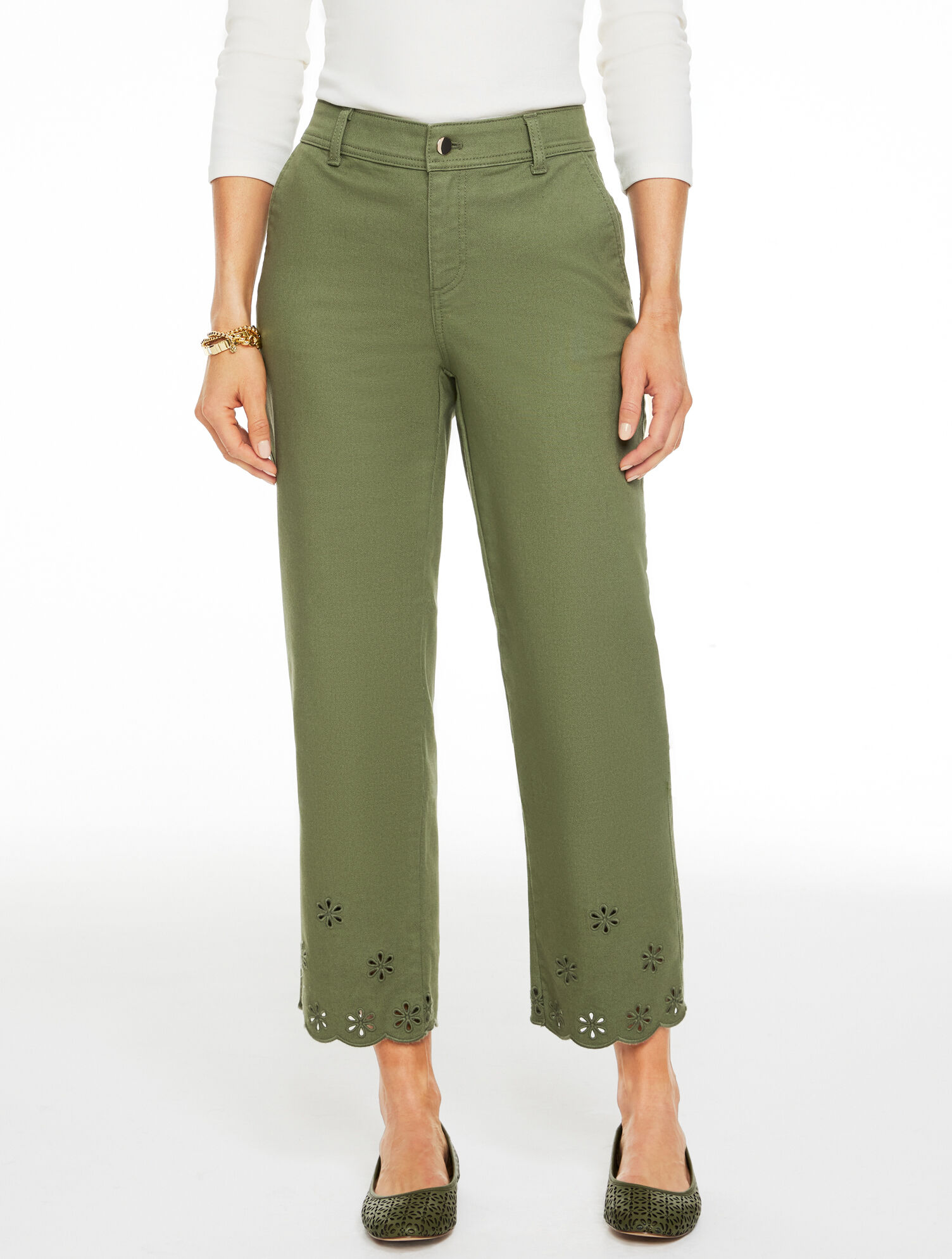 Straight Ankle Embroidered Jeans
