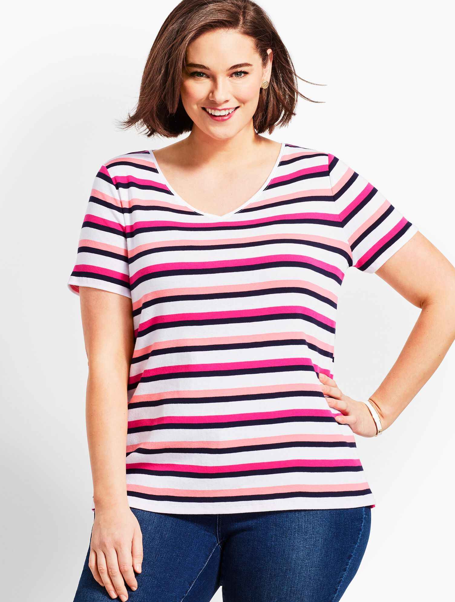 Savannah Stripe V-Neck Tee