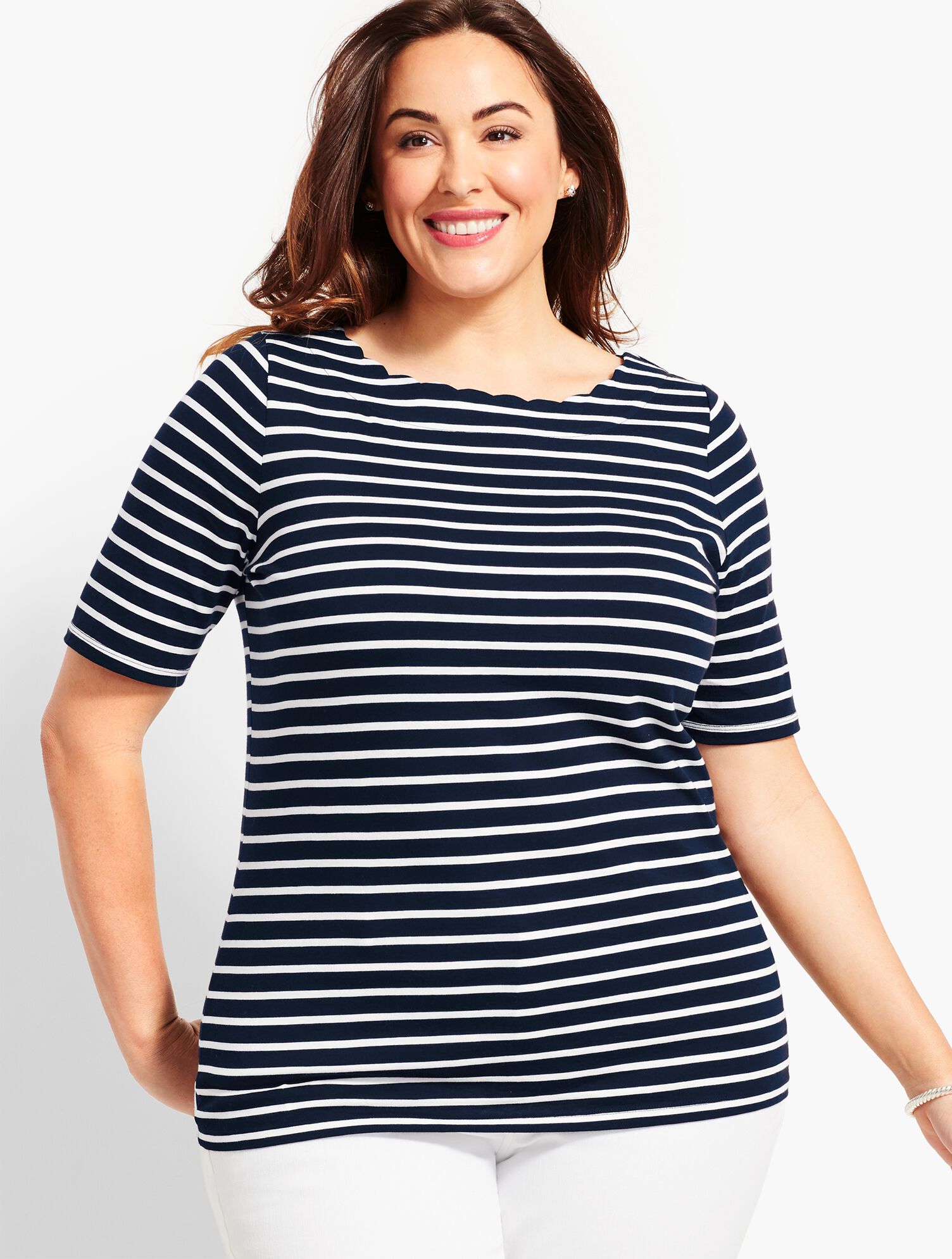 Franklin Scallop-Neck Tee - Stripe