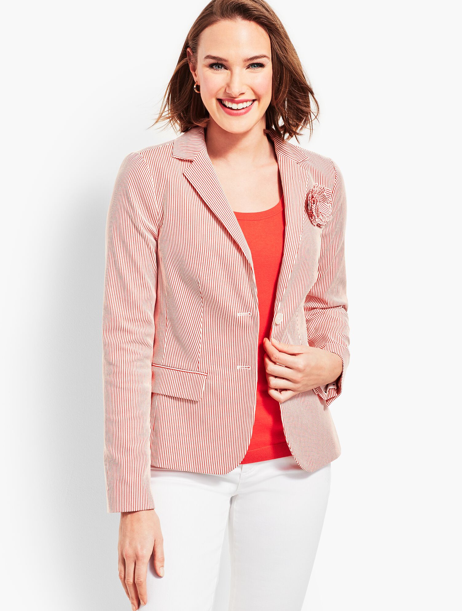 Corsage Stripe Blazer