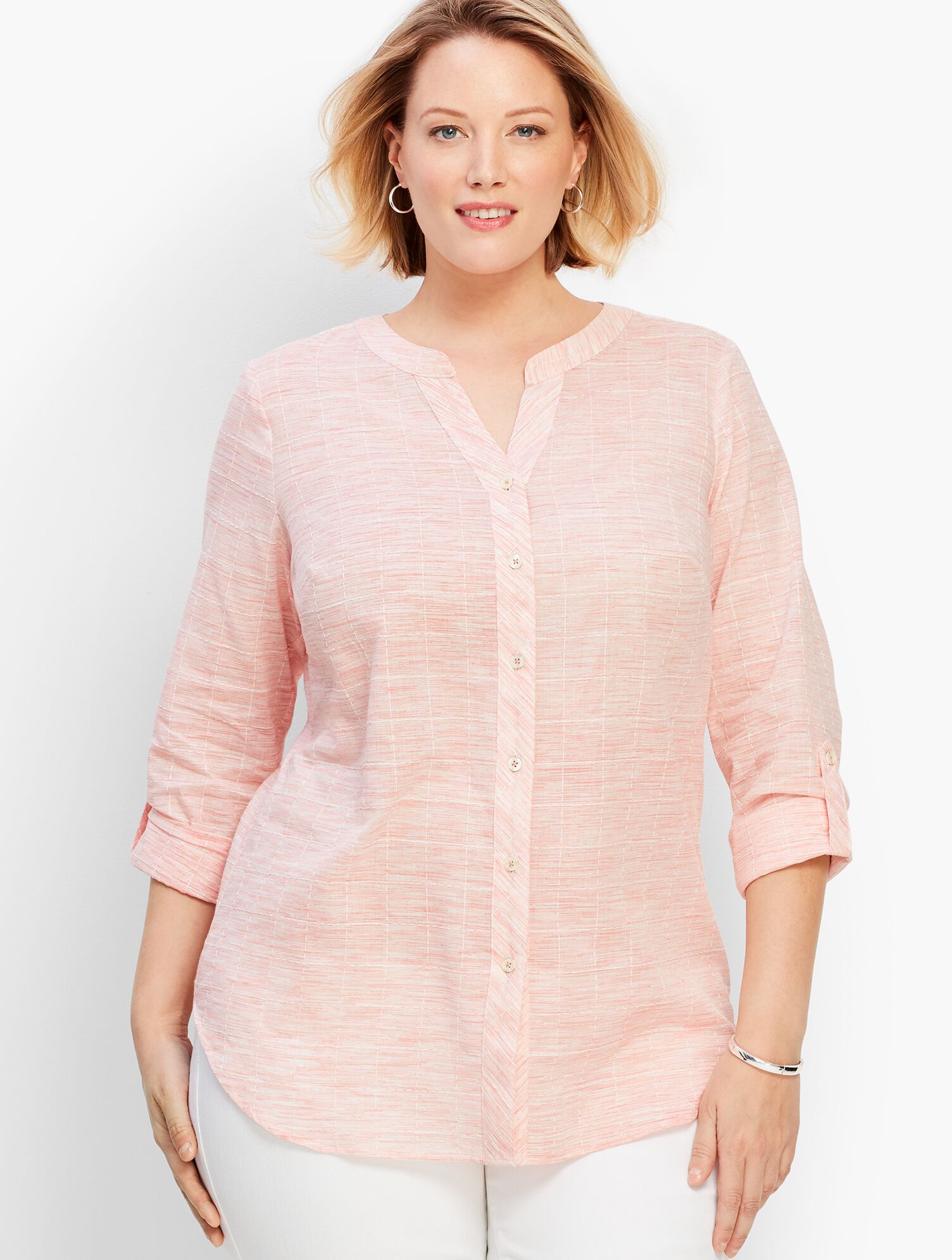 Space-Dye Pickstitch Button-Front Shirt