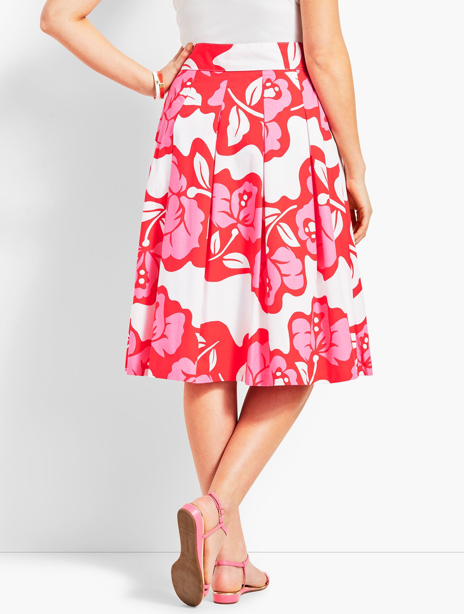 Zesty Floral Pleated Skirt