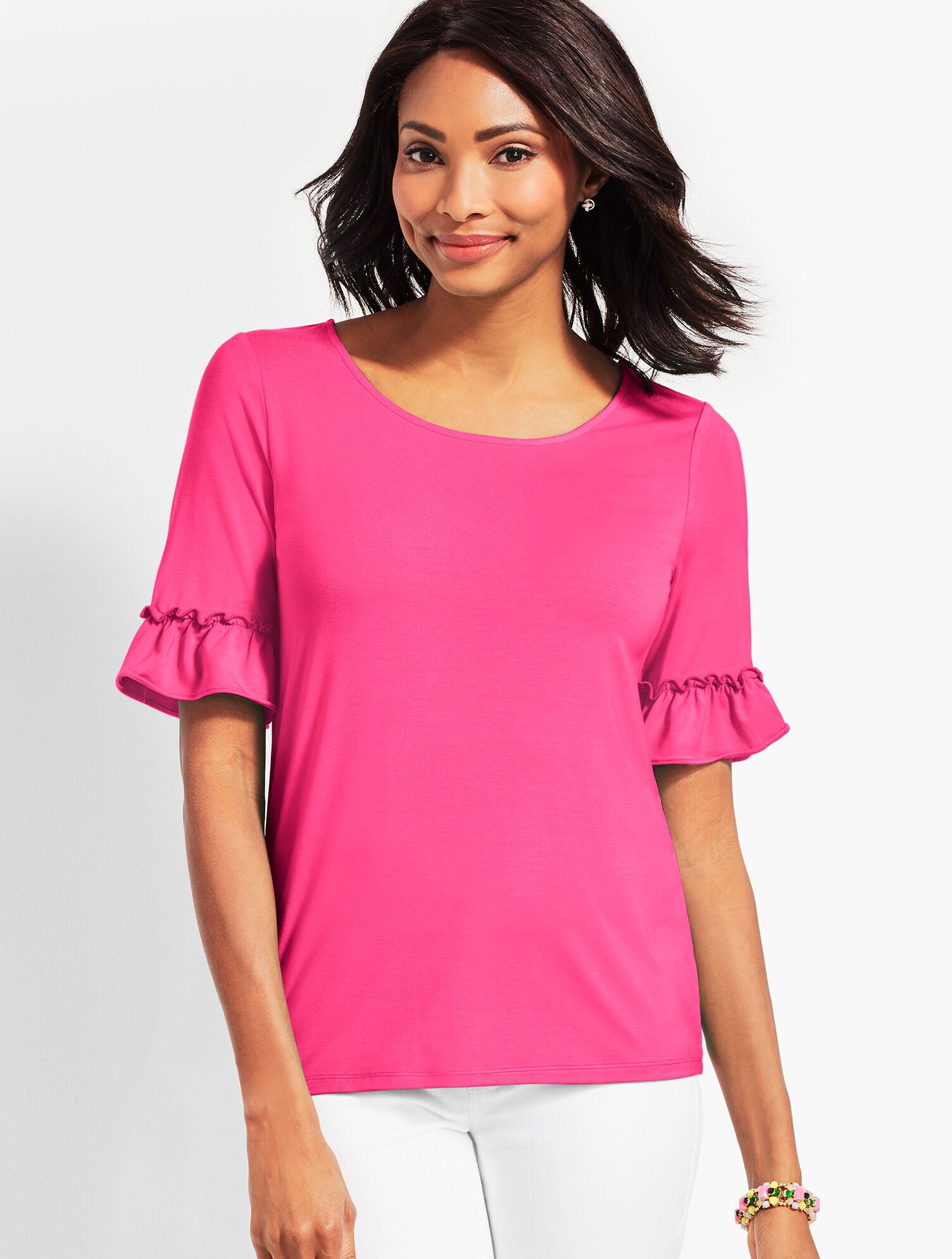 Flounce-Sleeve Top