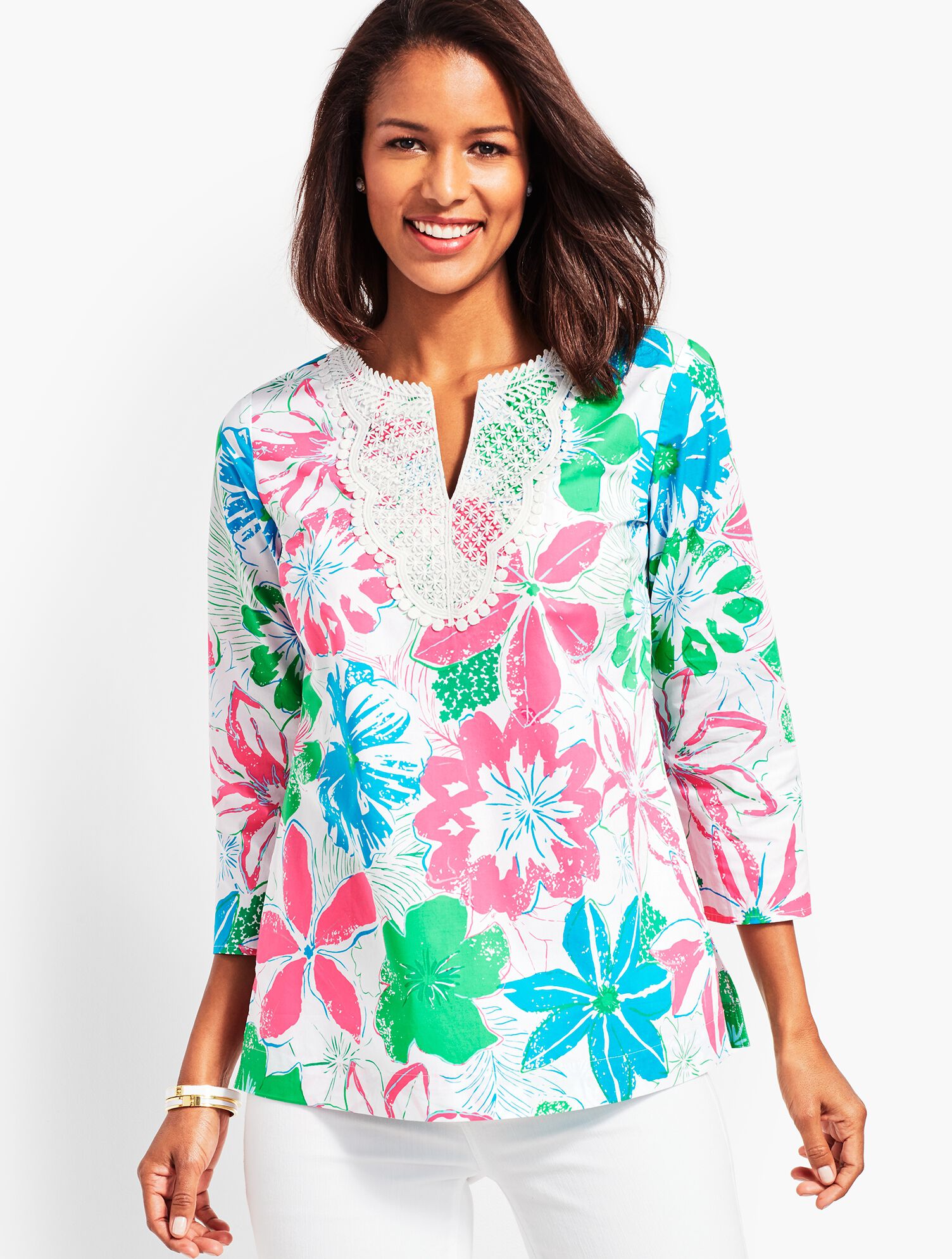 Lace Bib Tunic-Anguilla Floral