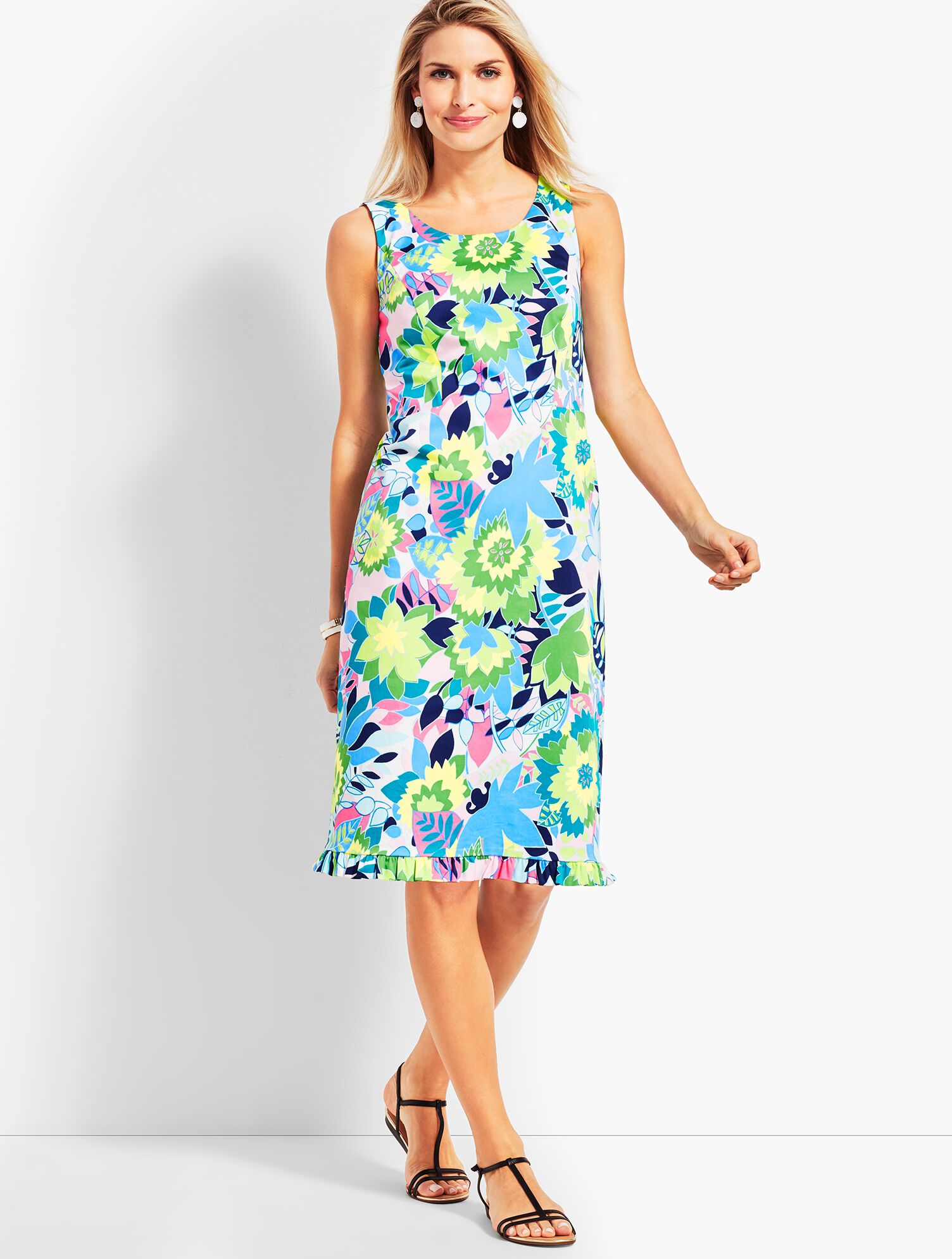 Island Floral Sateen Sheath Dress