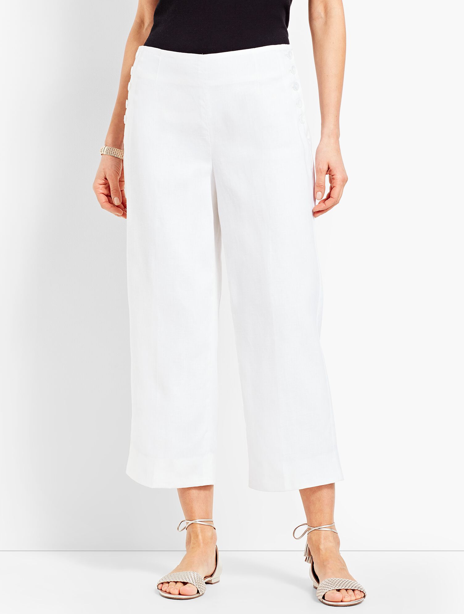 Talbots Linen Chelsea Straight-Leg Crop - Lined
